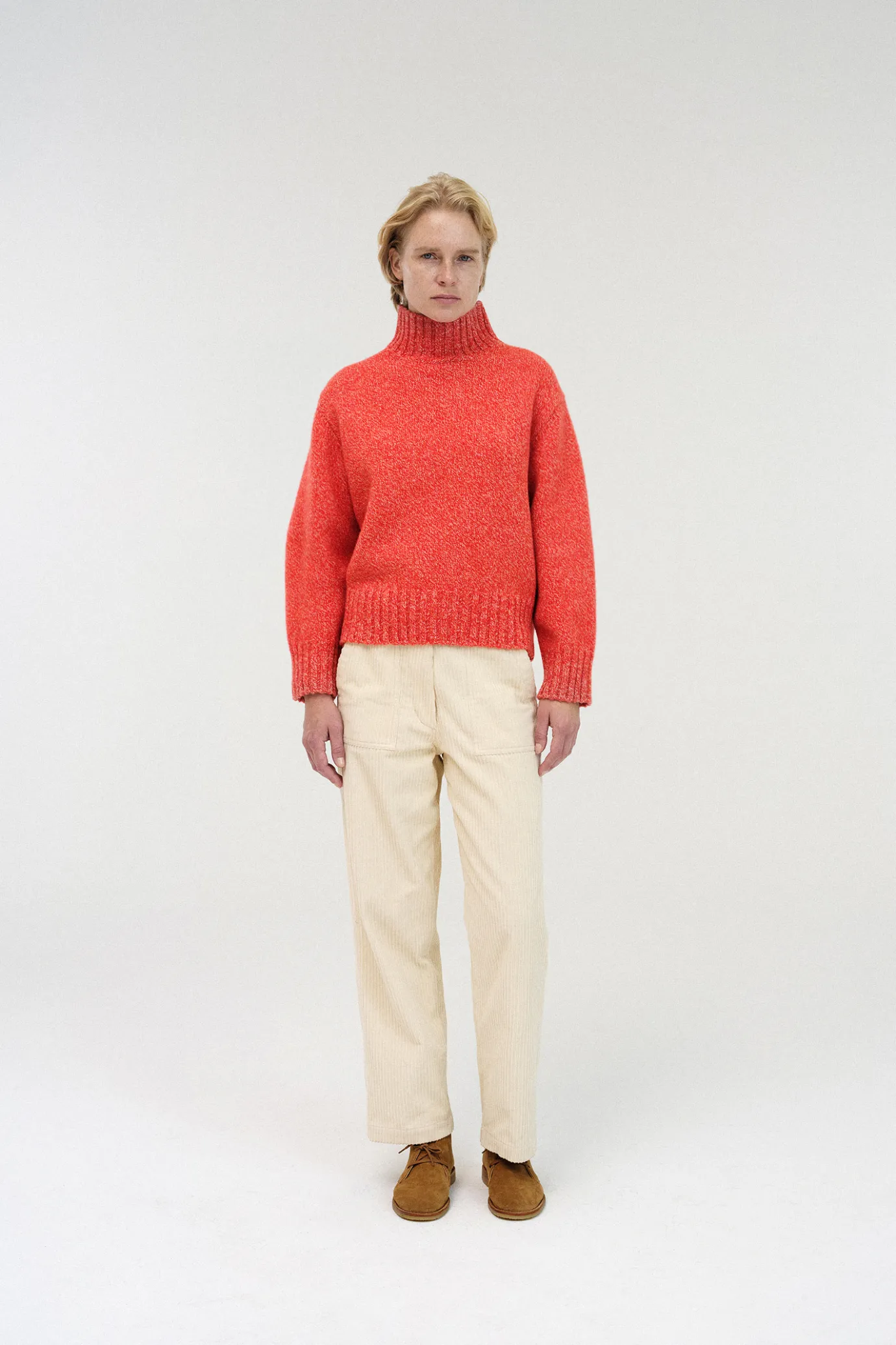 Nothing written Knitwear-Boyfriend turtle neck sweater (Red and white)