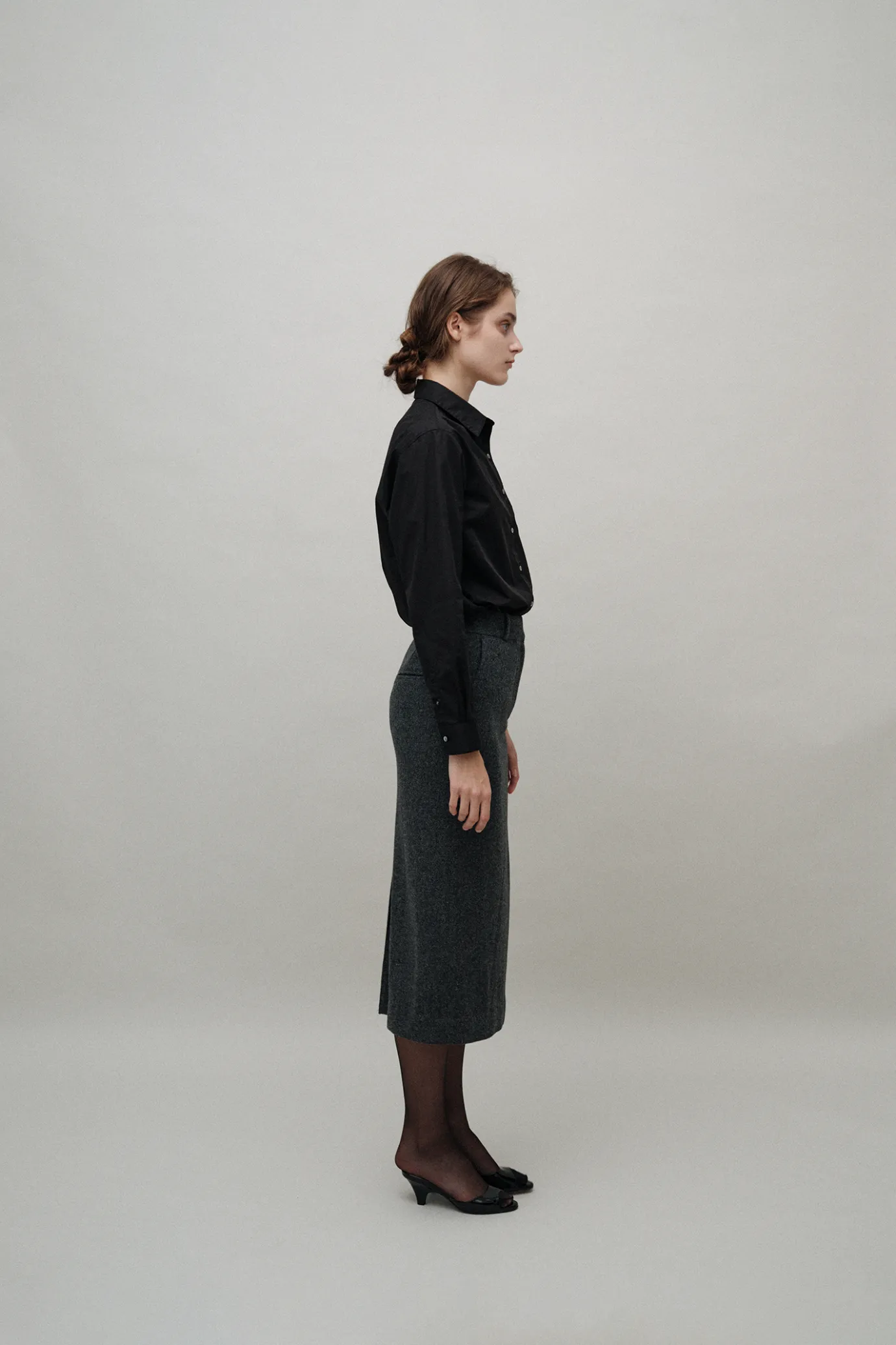 Nothing written Shirt-Classic standard cotton shirt (Black)