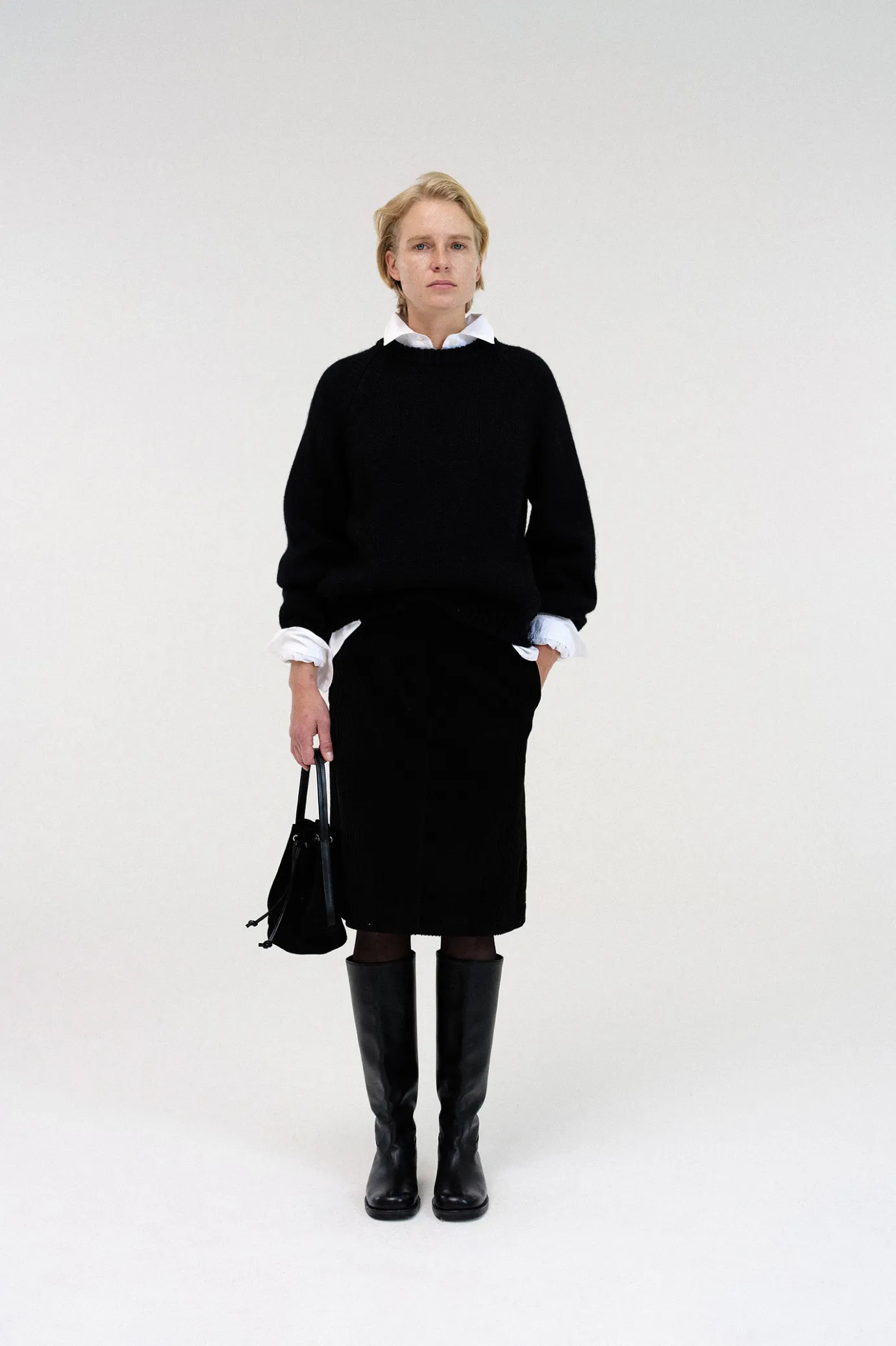 Nothing written Skirts-Corduroy h-line skirt (Black)