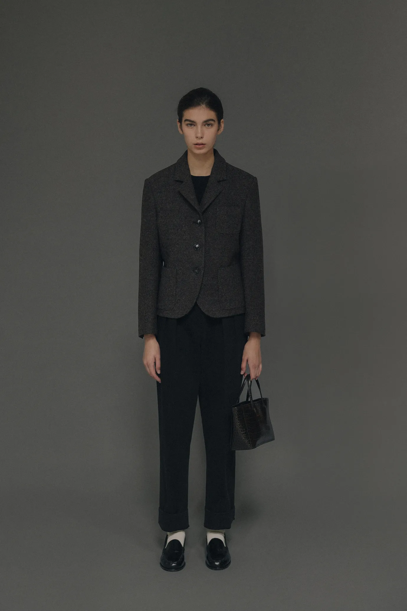 Nothing written Outwears-Dain wool jacket (Dark brown)