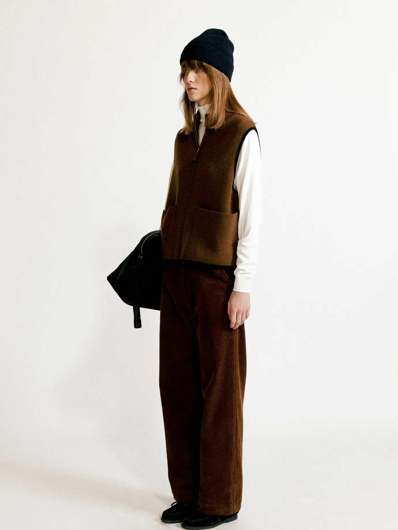 Nothing written Knitwear-Dicky zip-up vest (Camel)