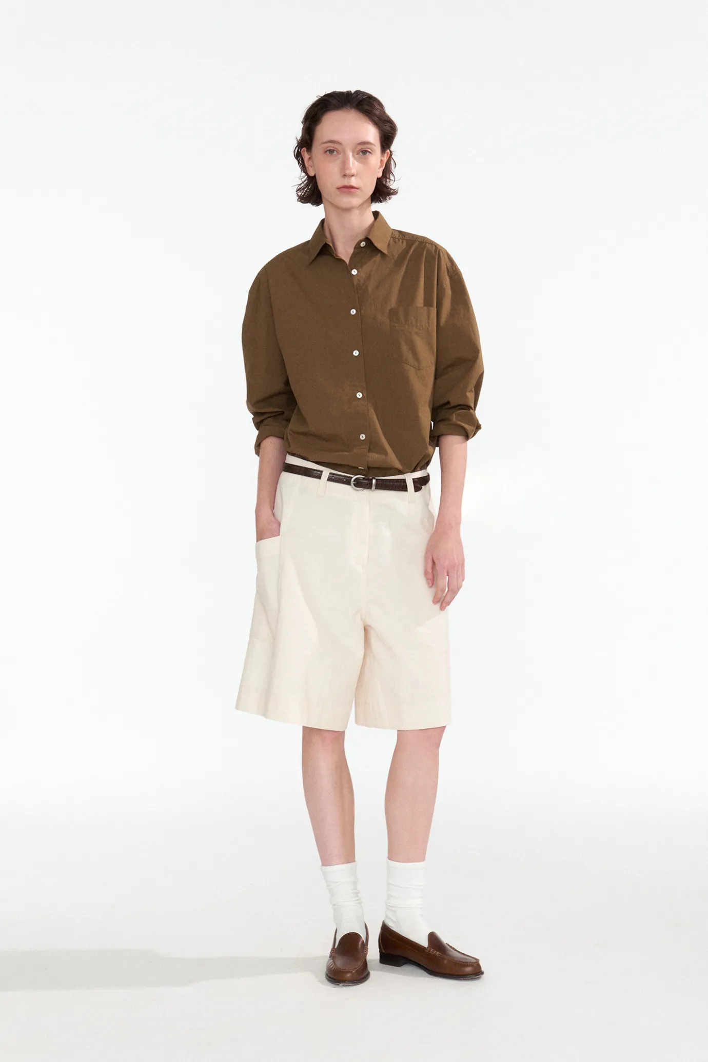 Nothing written Shirt-Dover basic shirt (Olive brown)