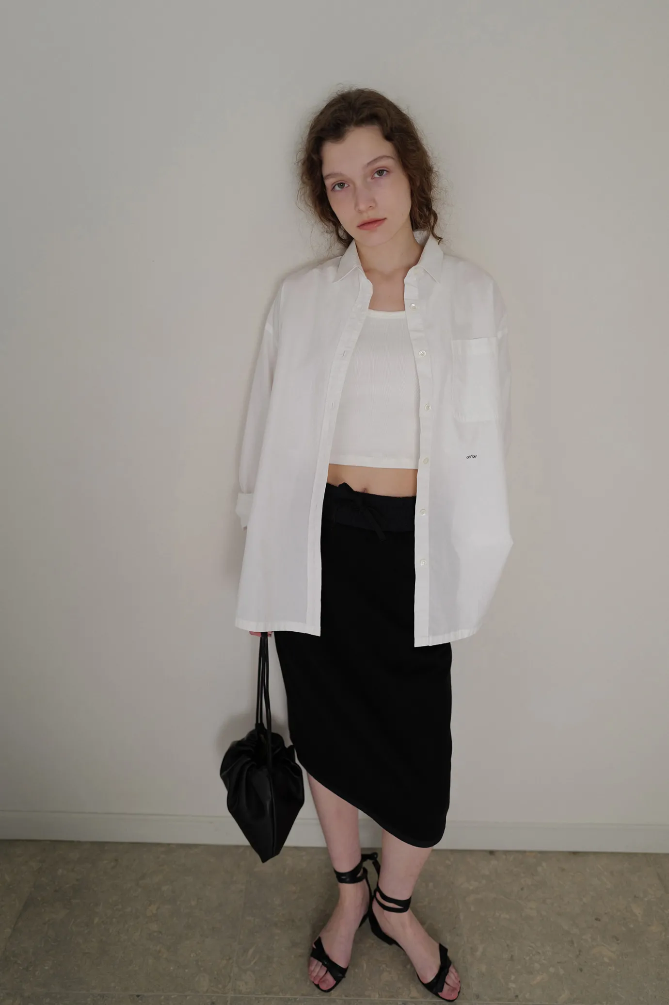 drawstring_cotton_midi_sk_4.webp Nothing written Skirts-Drawstring cotton midi skirt (Black)