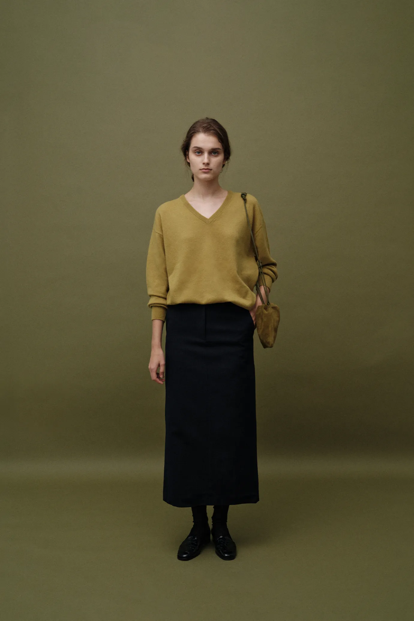 Nothing written Bags-Fatu shoulder mini bag (Olive green suede)