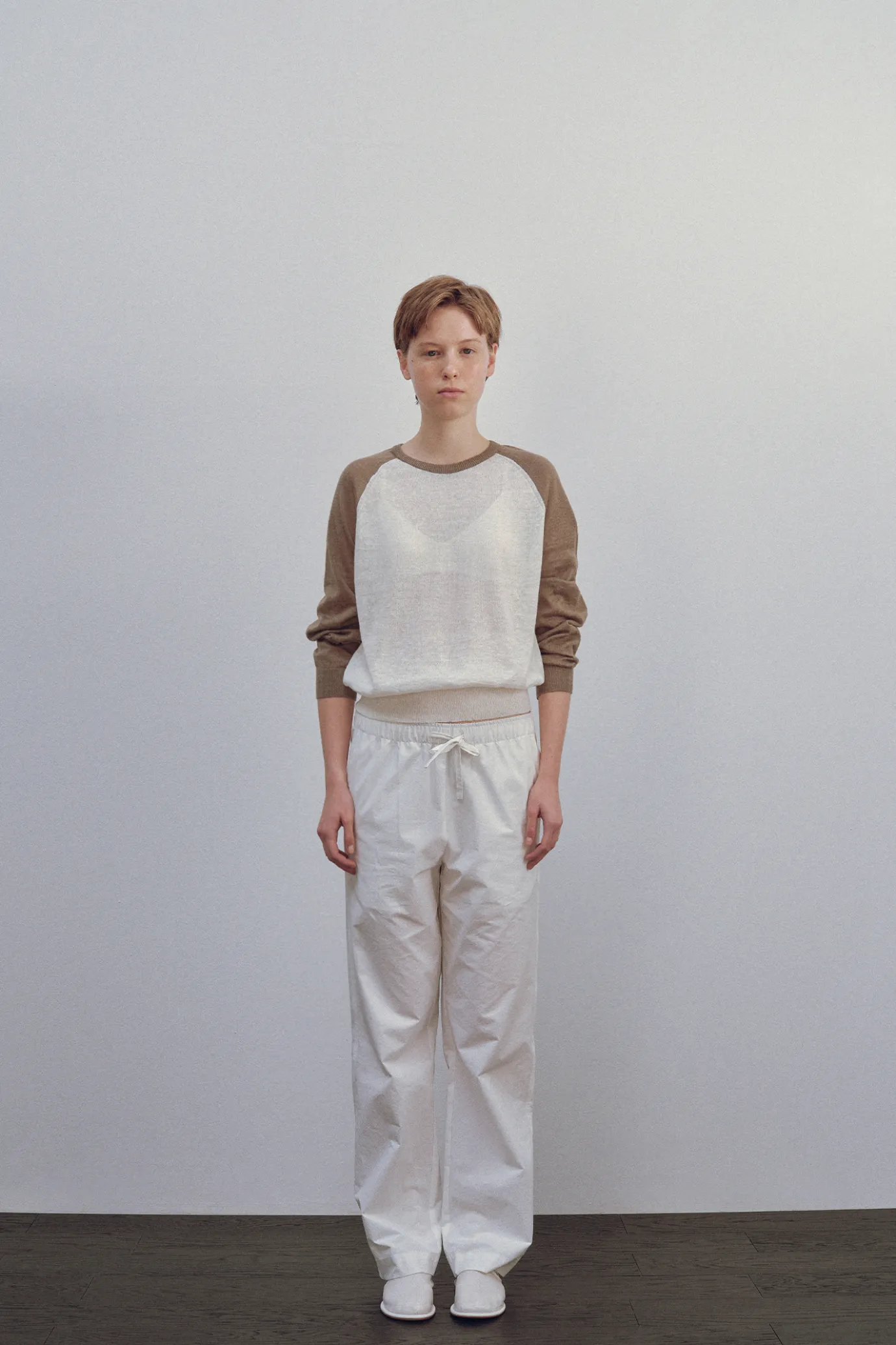 Nothing written Knitwear-Grin linen knit top (Khaki ivory)