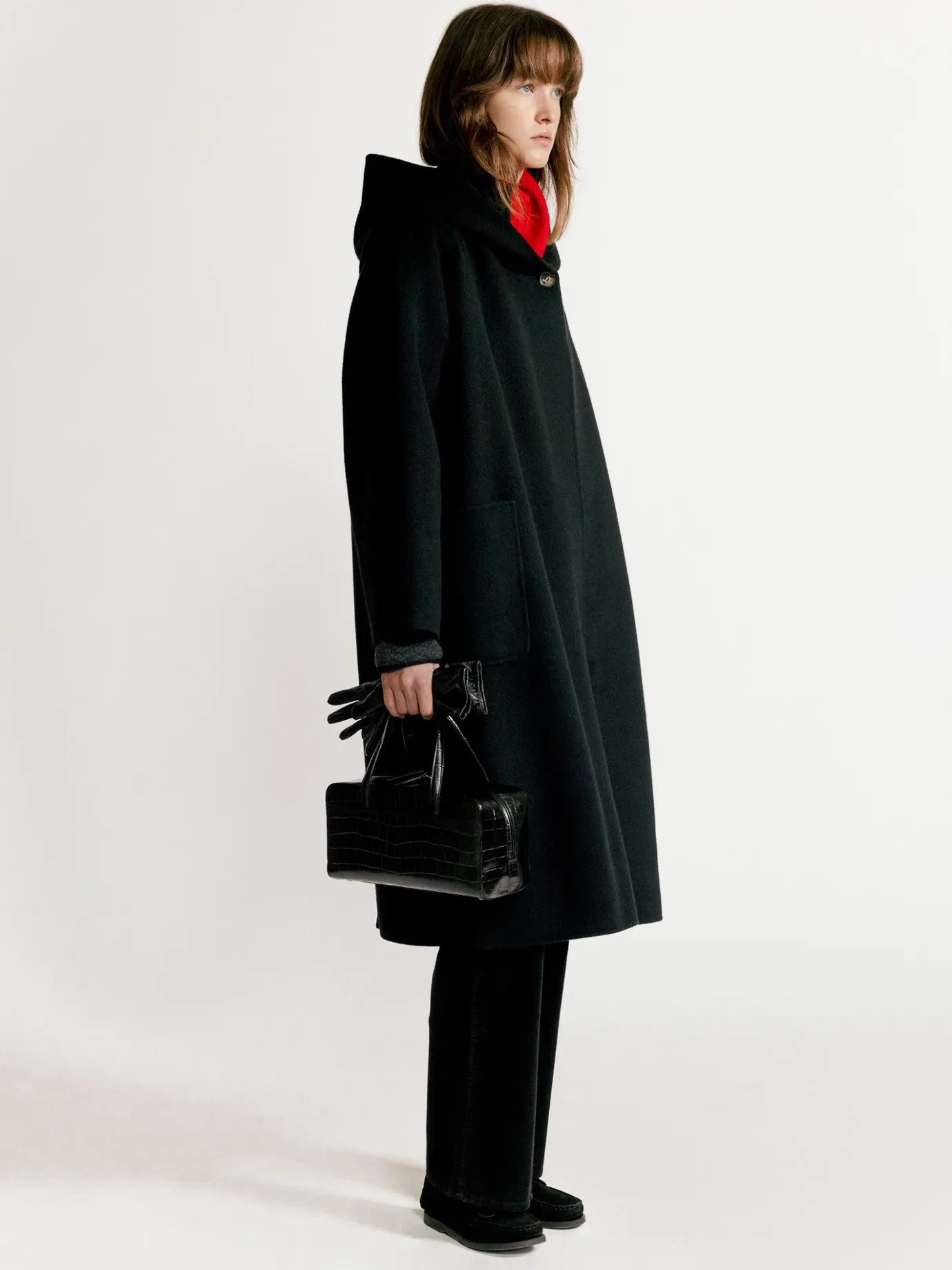 Nothing written Outwears-Keiko hoodie coat (Black)