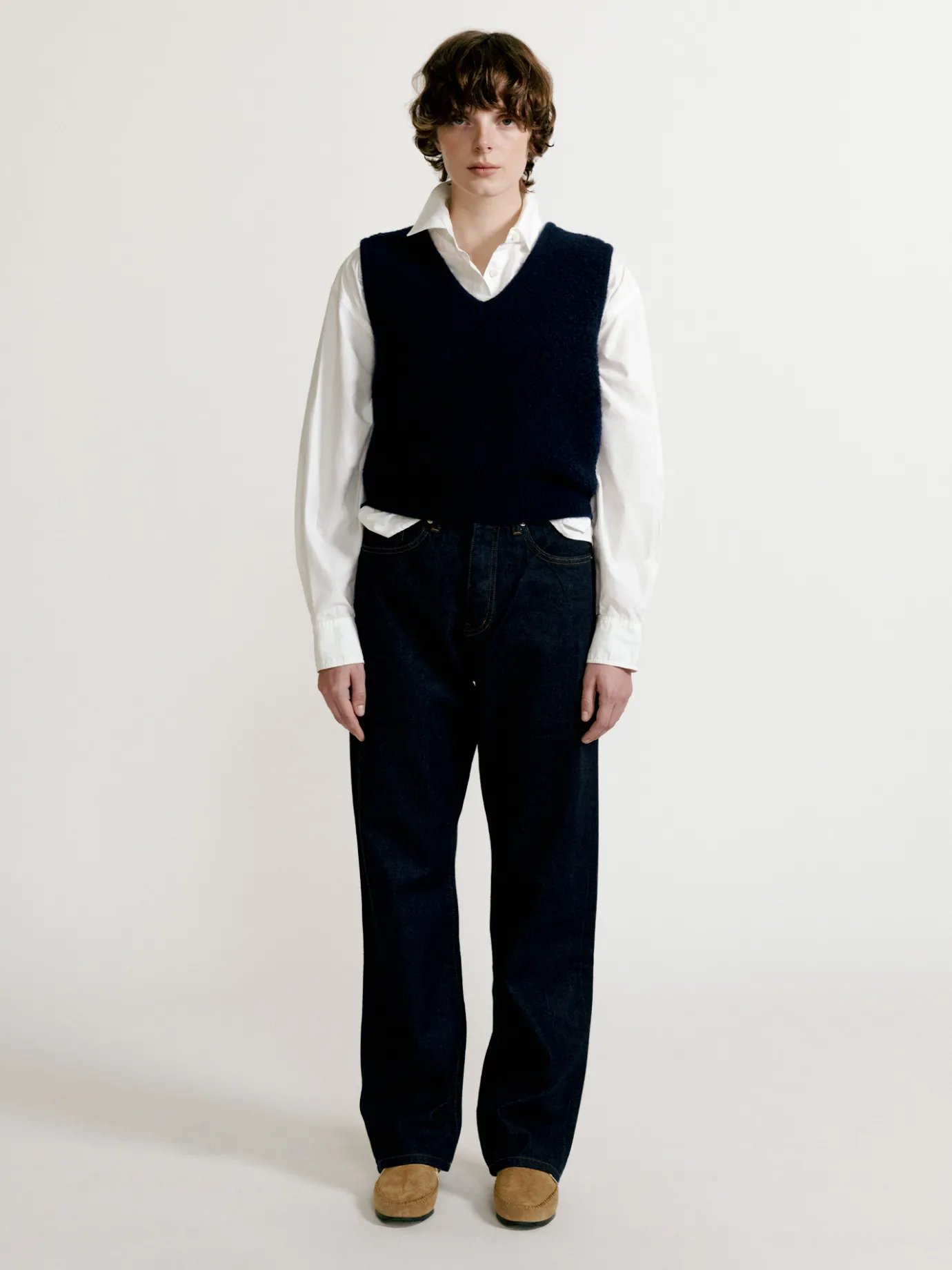 Nothing written Knitwear-Lett boucle vest (Navy)