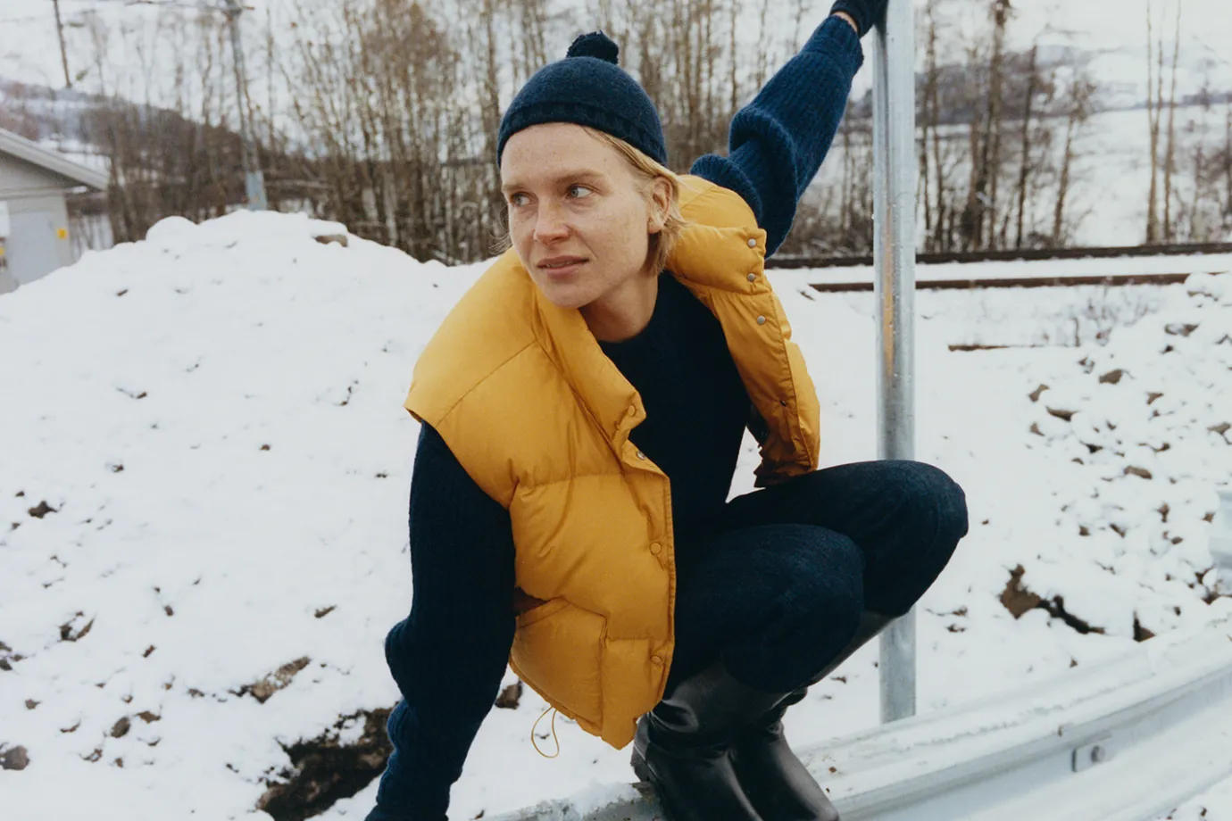 Nothing written Accessories-2ND / Alpaca knit beanie (Navy)