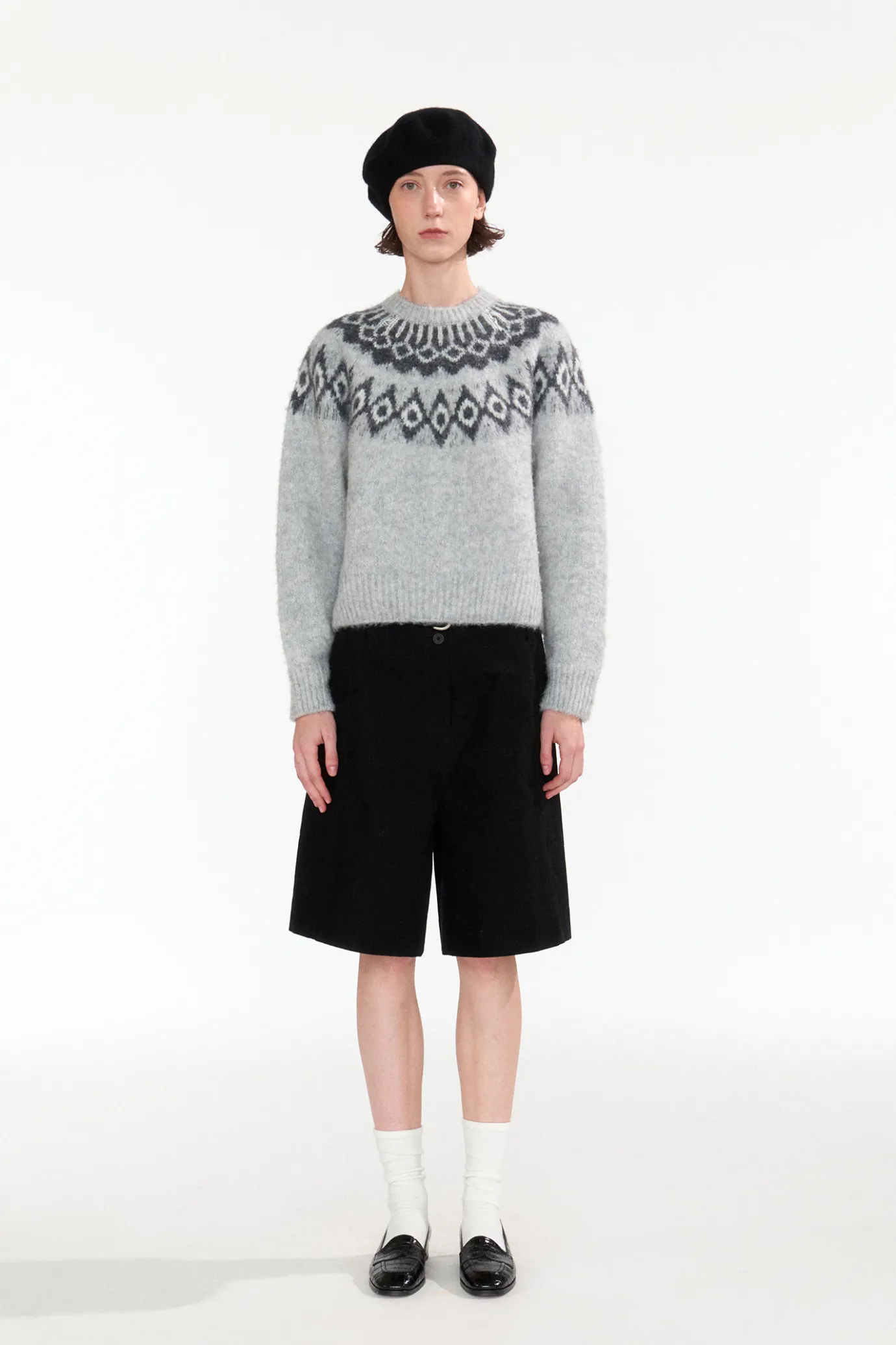 Nothing written Knitwear-2ND / Anne pattern pullover (Gray)