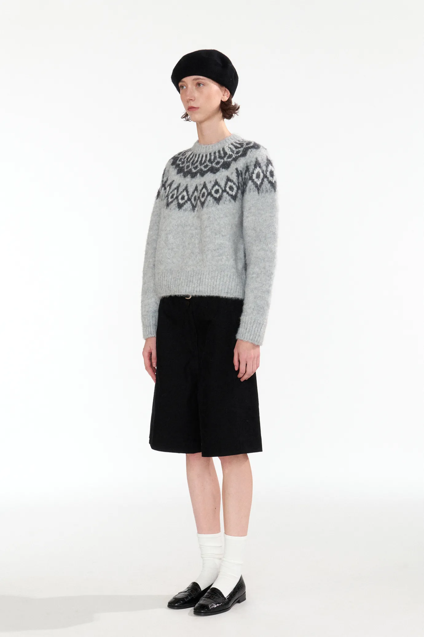 Nothing written Knitwear-2ND / Anne pattern pullover (Gray)