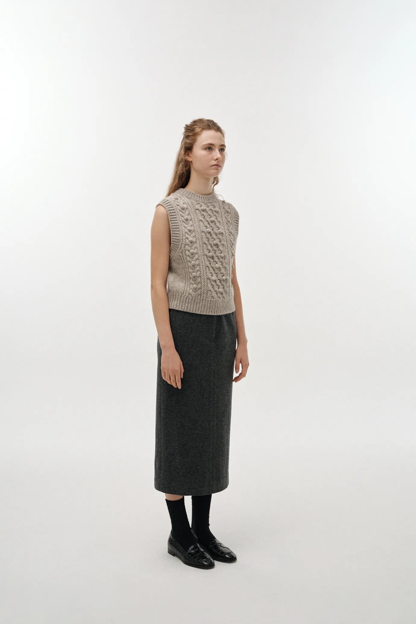 Nothing written Skirts-2ND / Bany wool midi skirt (Dark gray)