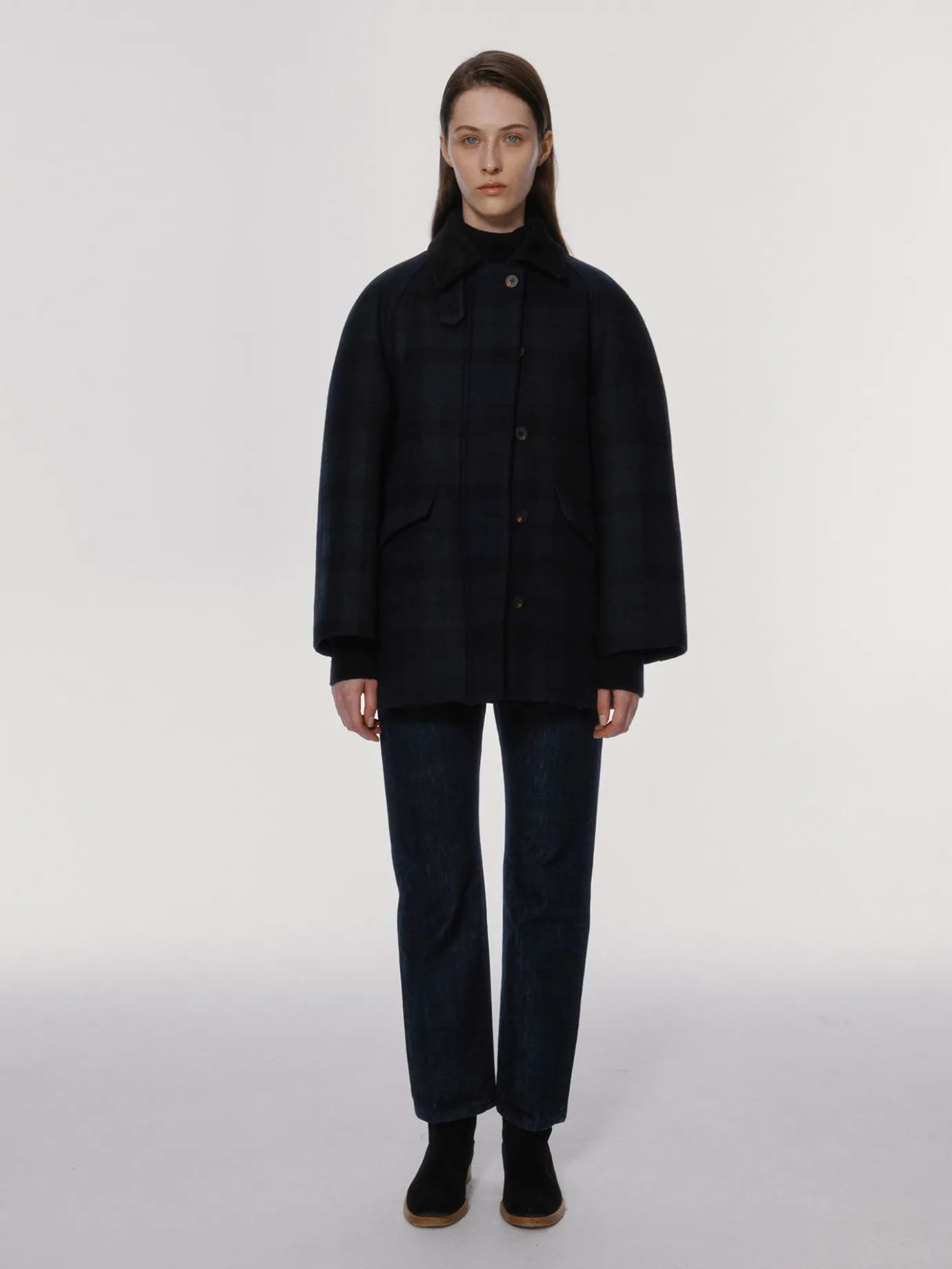 Nothing written Outwears | Exclusive-2ND / Cambridge half balmacaan coat (Green navy)