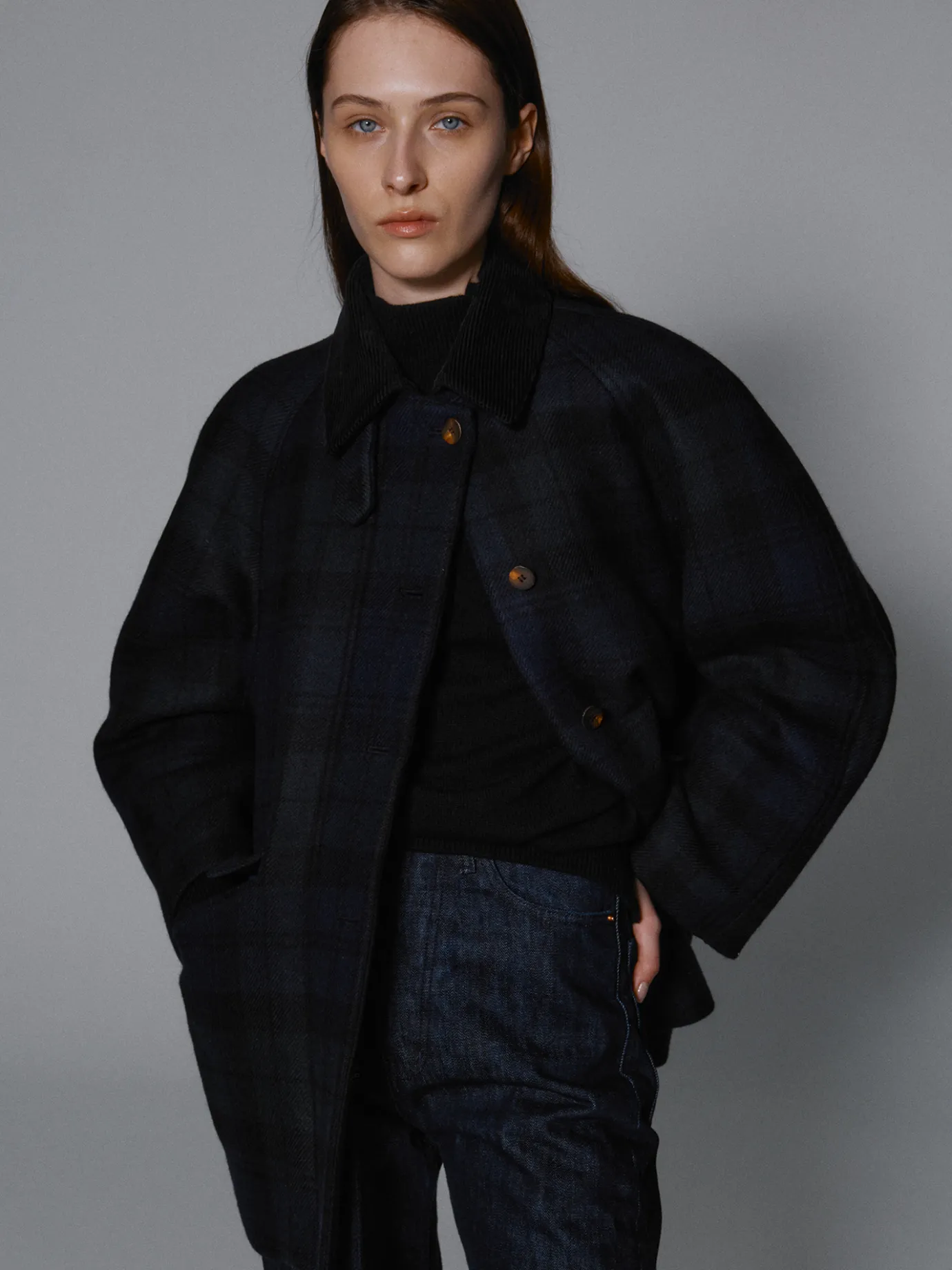nd__cambridge_half_balmac_11.webp Nothing written Outwears | Exclusive-2ND / Cambridge half balmacaan coat (Green navy)