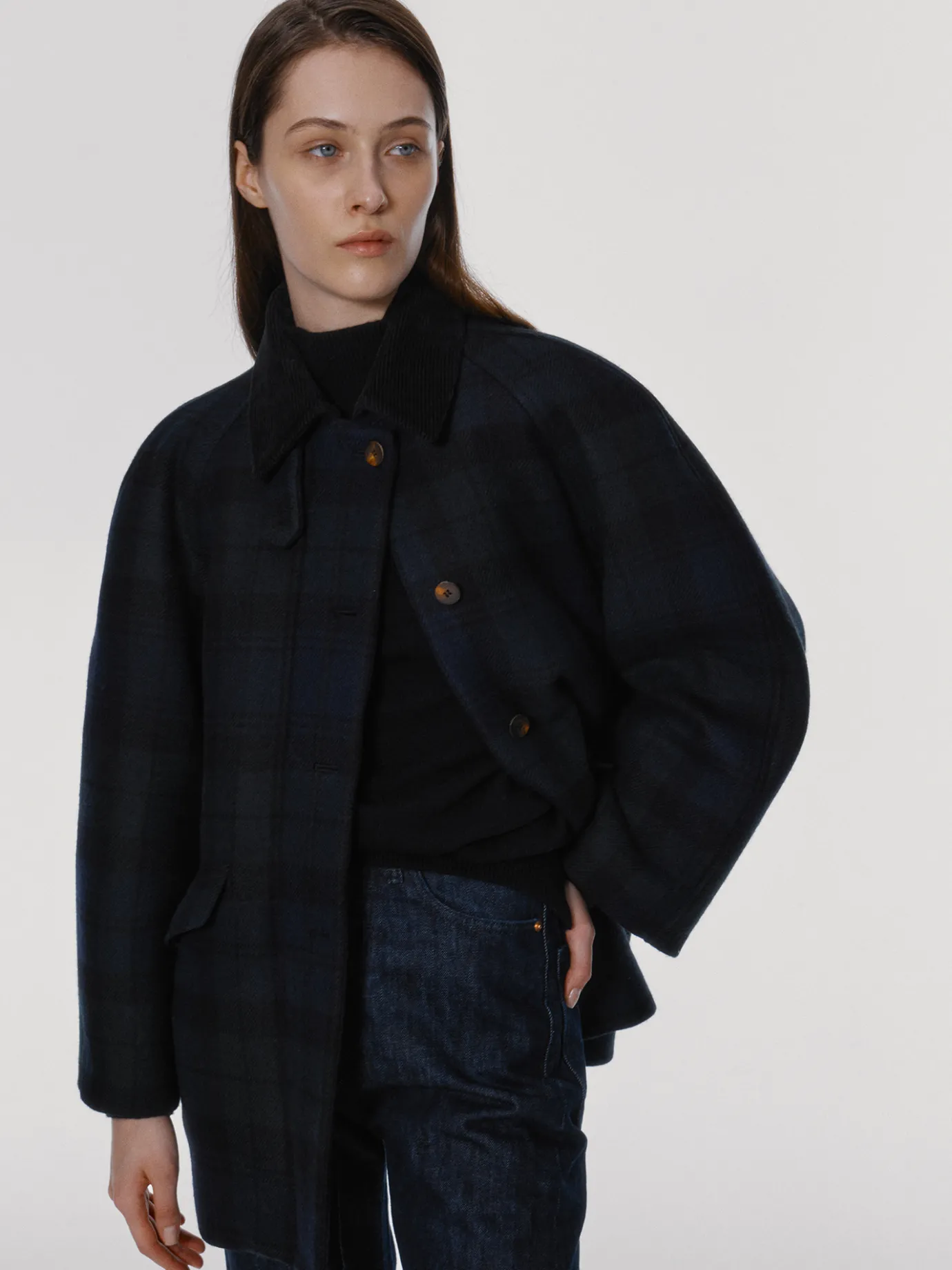 nd__cambridge_half_balmac_9.webp Nothing written Outwears | Exclusive-2ND / Cambridge half balmacaan coat (Green navy)