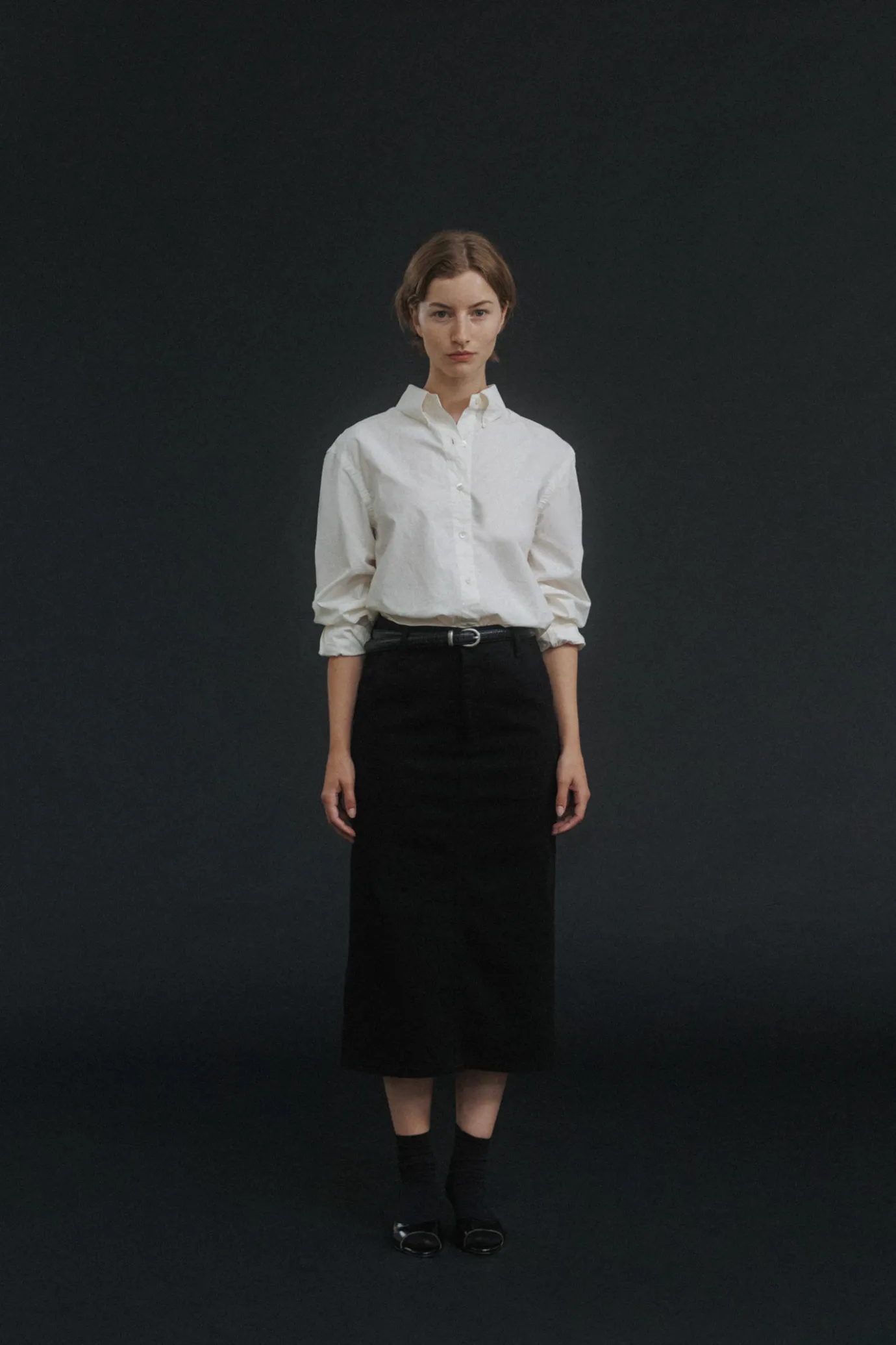 Nothing written Skirts-2ND / H-line long skirt (Washed black)