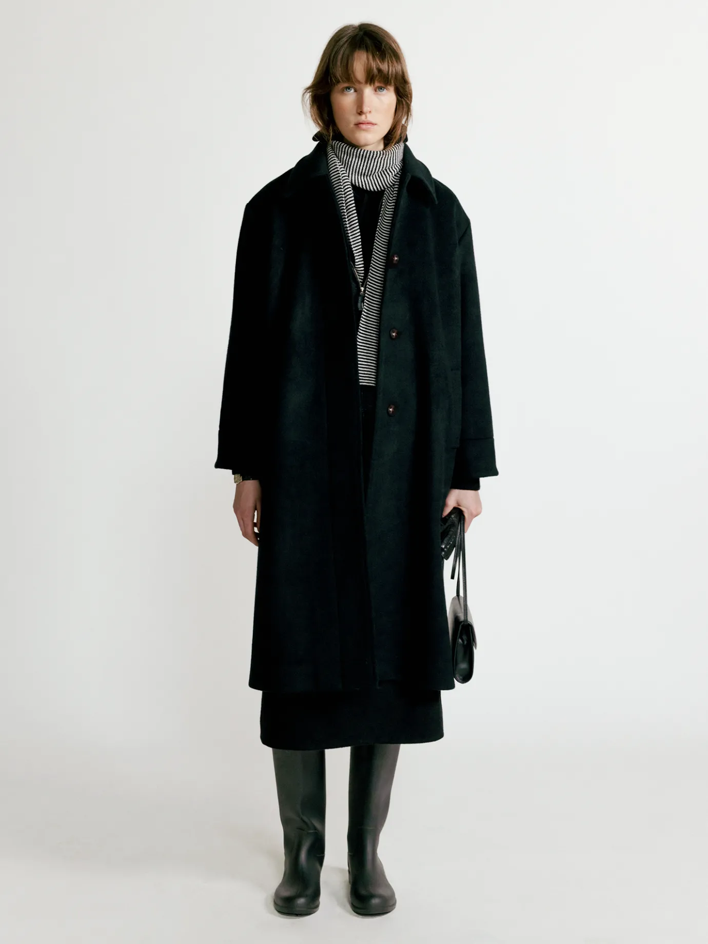 Nothing written Outwears-2ND / Papa single-breasted coat (Black)