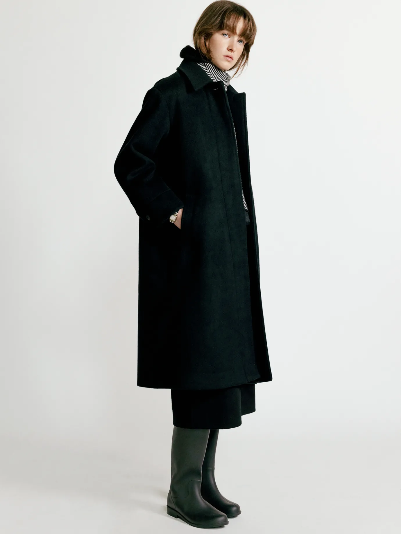 Nothing written Outwears-2ND / Papa single-breasted coat (Black)