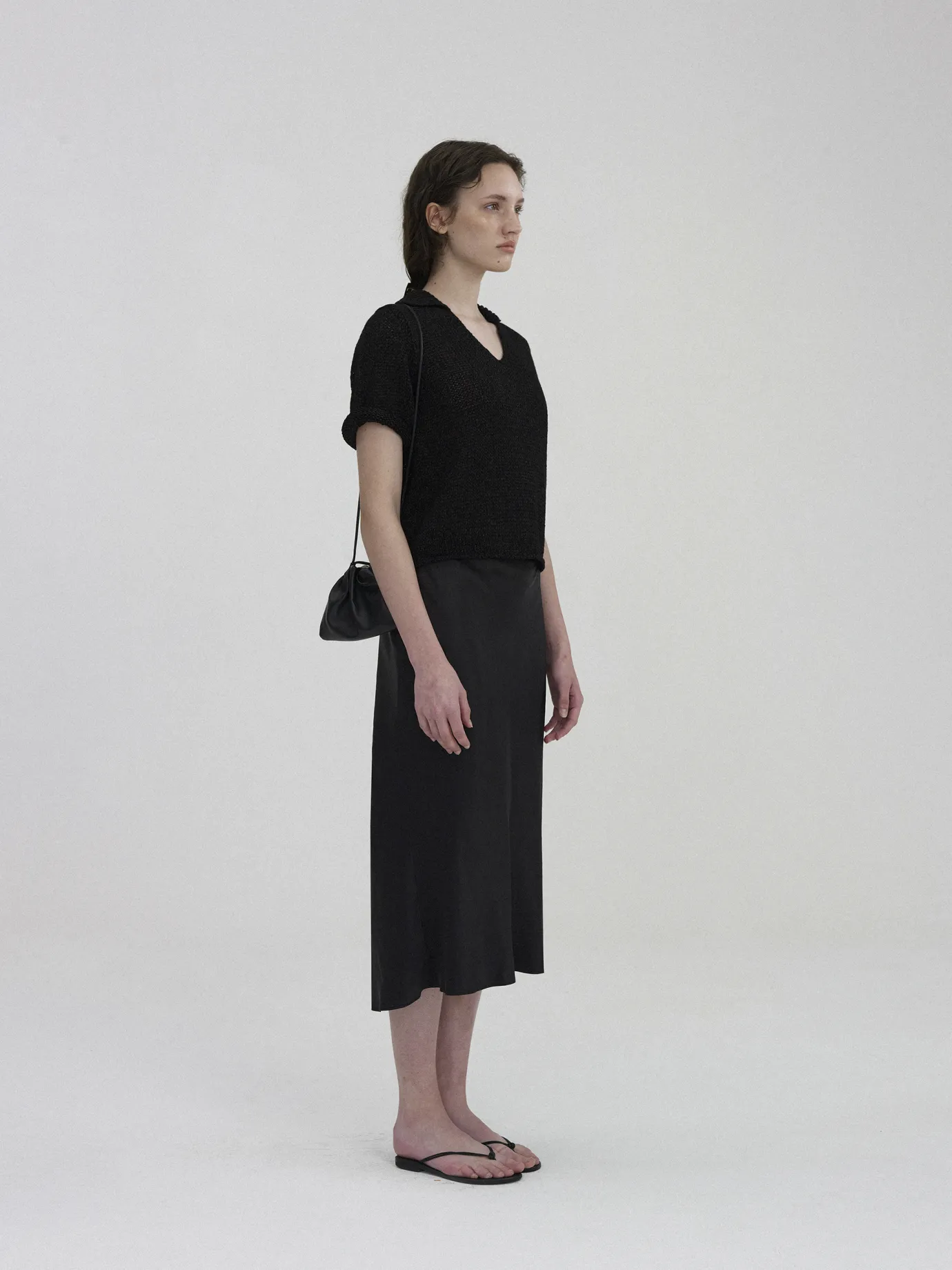 Nothing written Knitwear-2ND / Paper polo pullover (Black)