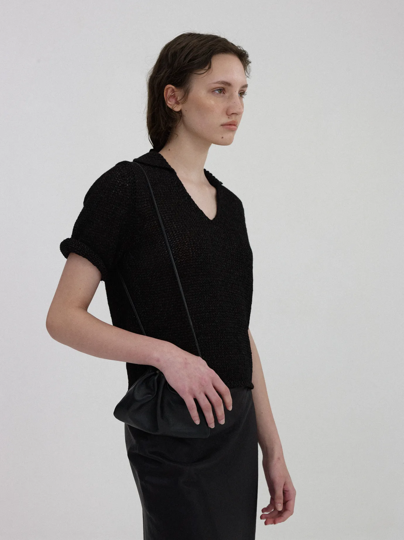 nd__paper_polo_pullover_b_5.webp Nothing written Knitwear-2ND / Paper polo pullover (Black)