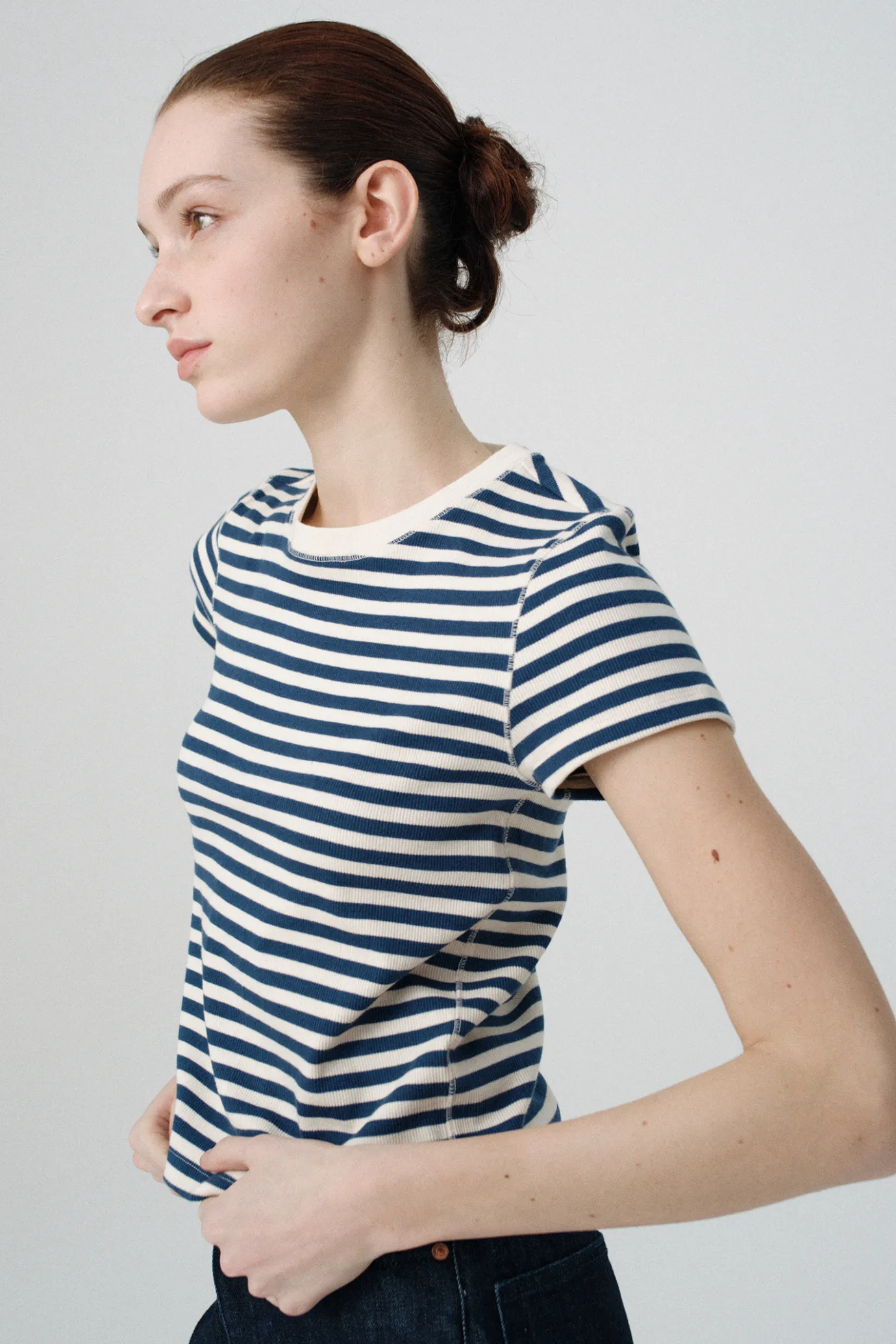 nd__pippa_stripe_rib_tshi_5.webp Nothing written T-shirt-2ND / Pippa stripe rib t-shirt (Ivory navy)