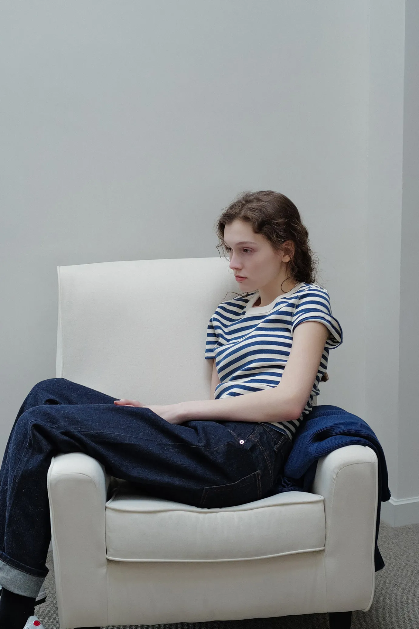 nd__pippa_stripe_rib_tshi_7.webp Nothing written T-shirt-2ND / Pippa stripe rib t-shirt (Ivory navy)