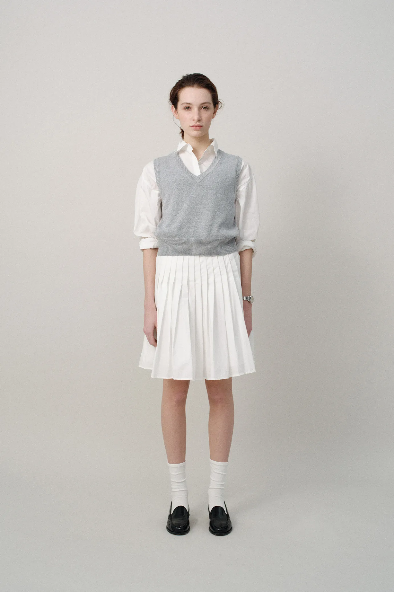 Nothing written Skirts-2ND / Sai cotton pleated skirt (White)