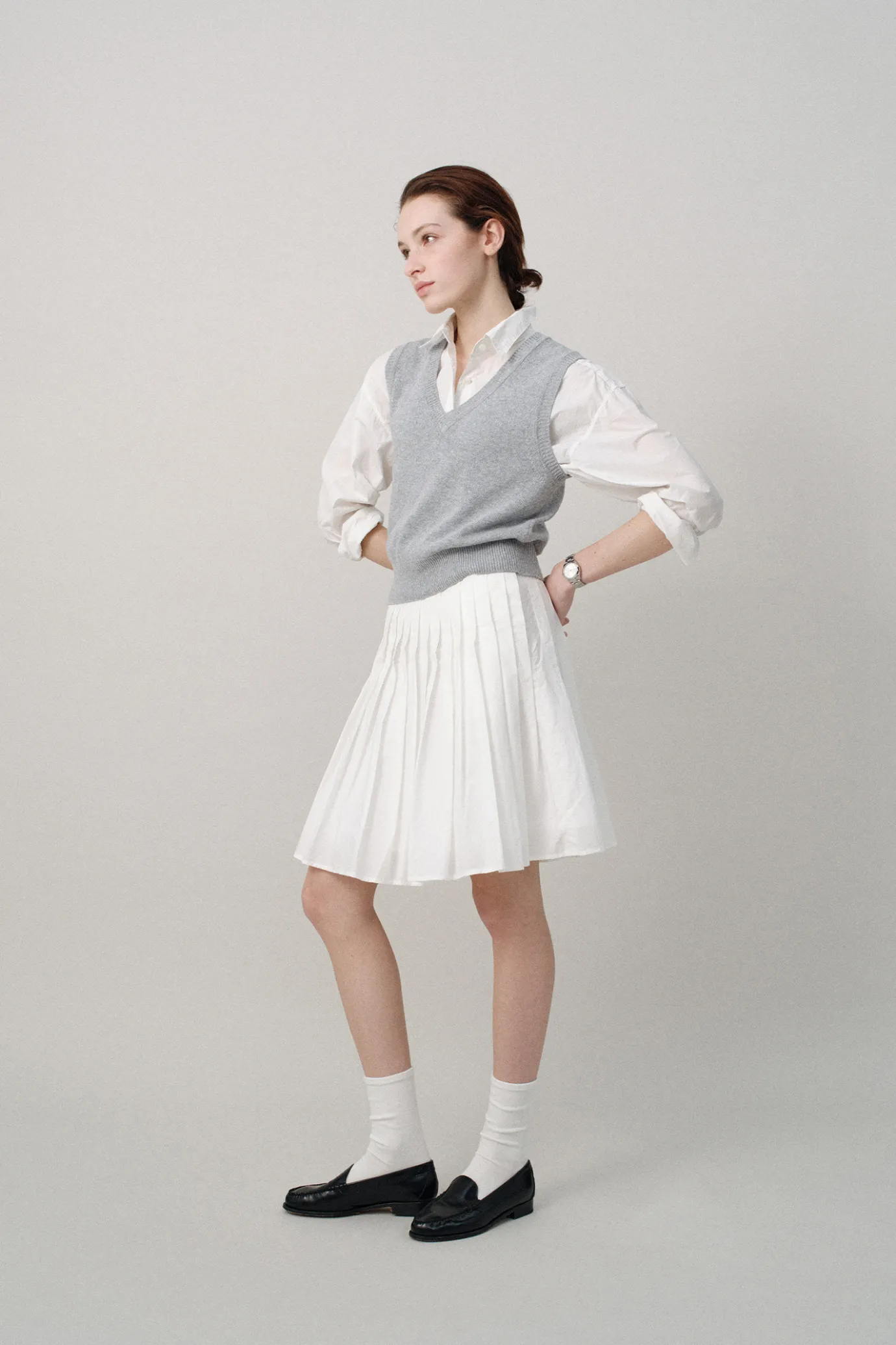 nd__sai_cotton_pleated_sk_2.webp Nothing written Skirts-2ND / Sai cotton pleated skirt (White)