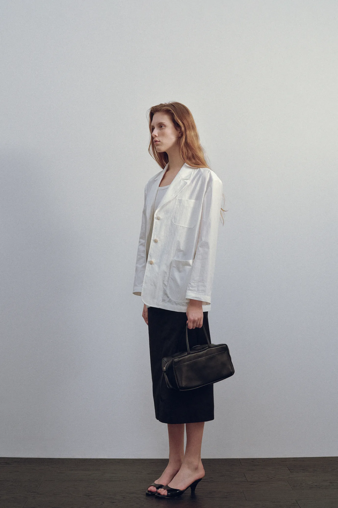 Nothing written Skirts-2ND / Stitch h-line maxi skirt (Black)