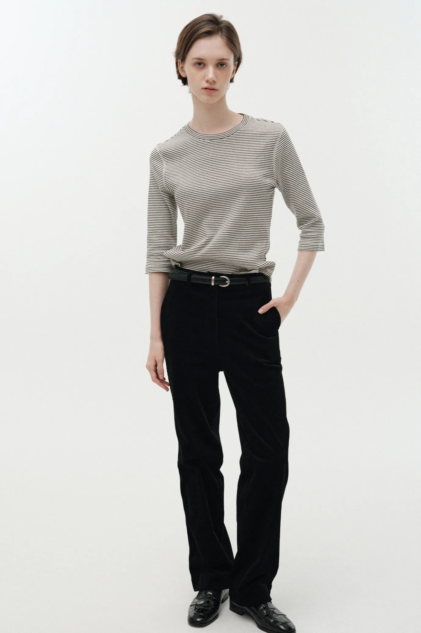 nd__striped_cotton_tshirt_3.webp Nothing written T-shirt-2ND / Striped cotton t-shirt (Black)