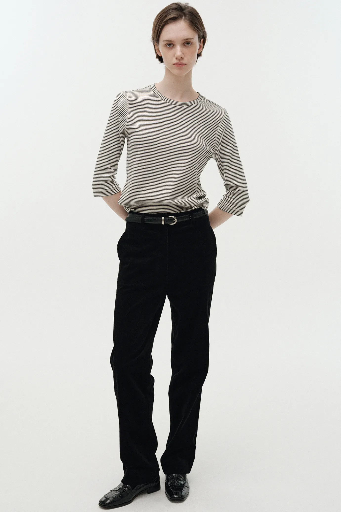 nd__striped_cotton_tshirt_5.webp Nothing written T-shirt-2ND / Striped cotton t-shirt (Black)