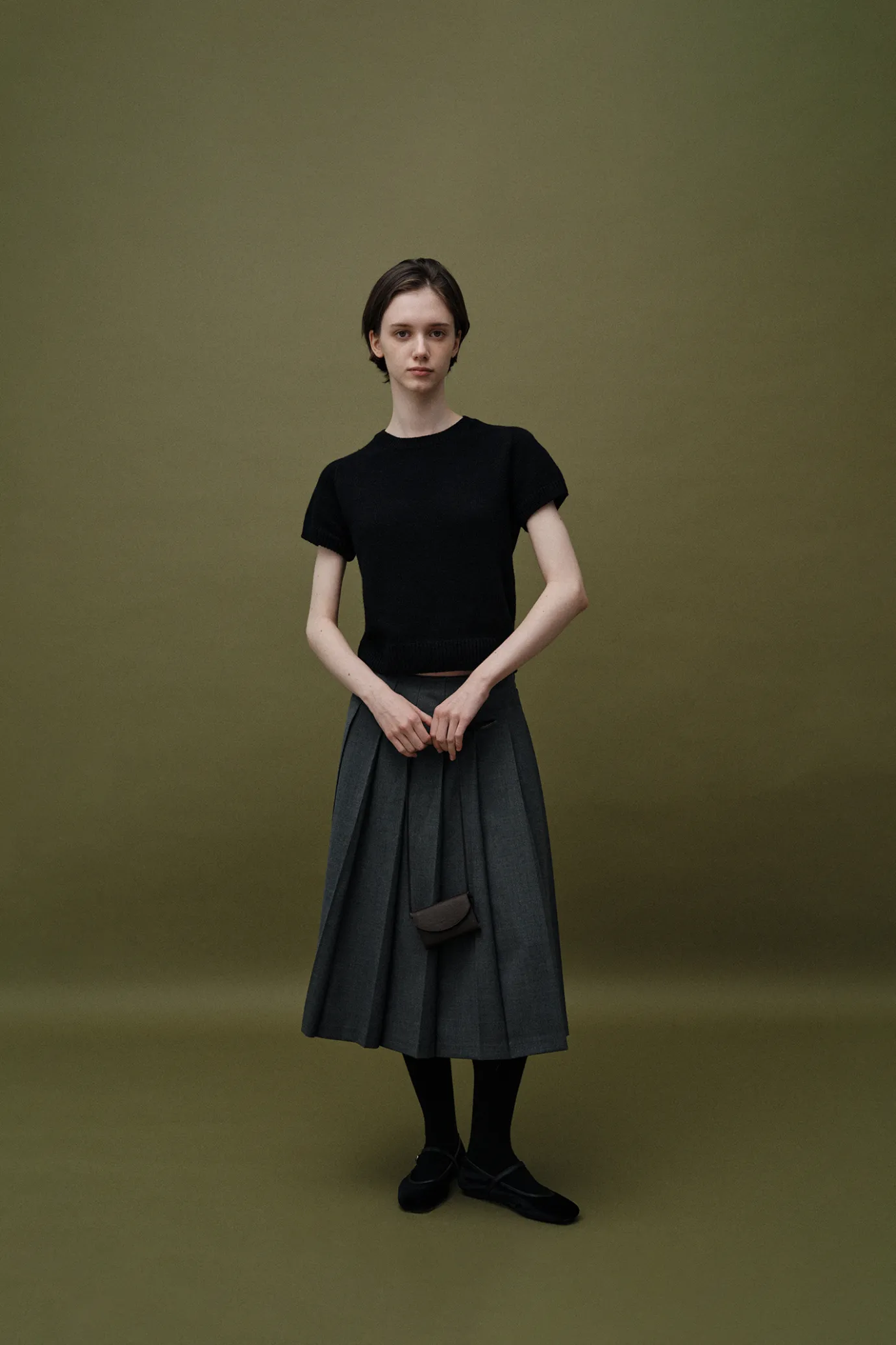 Nothing written Skirts-2ND / Wool pleated skirt (Gray)