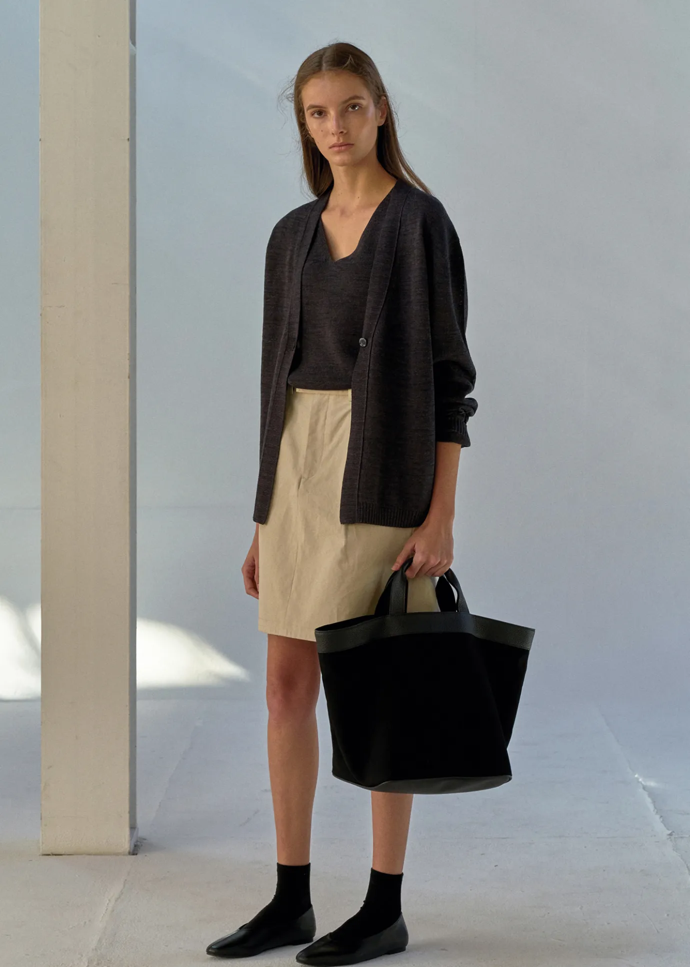 Nothing written Outwears-One button paper cardigan (Dark gray)