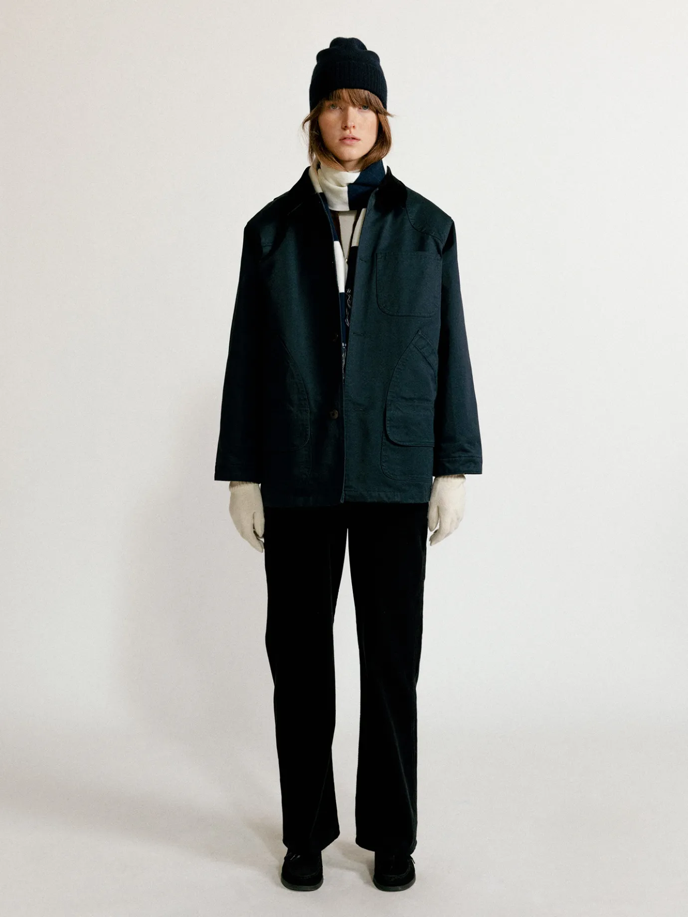 Nothing written Outwears-Oversized work jacket (Blue green)