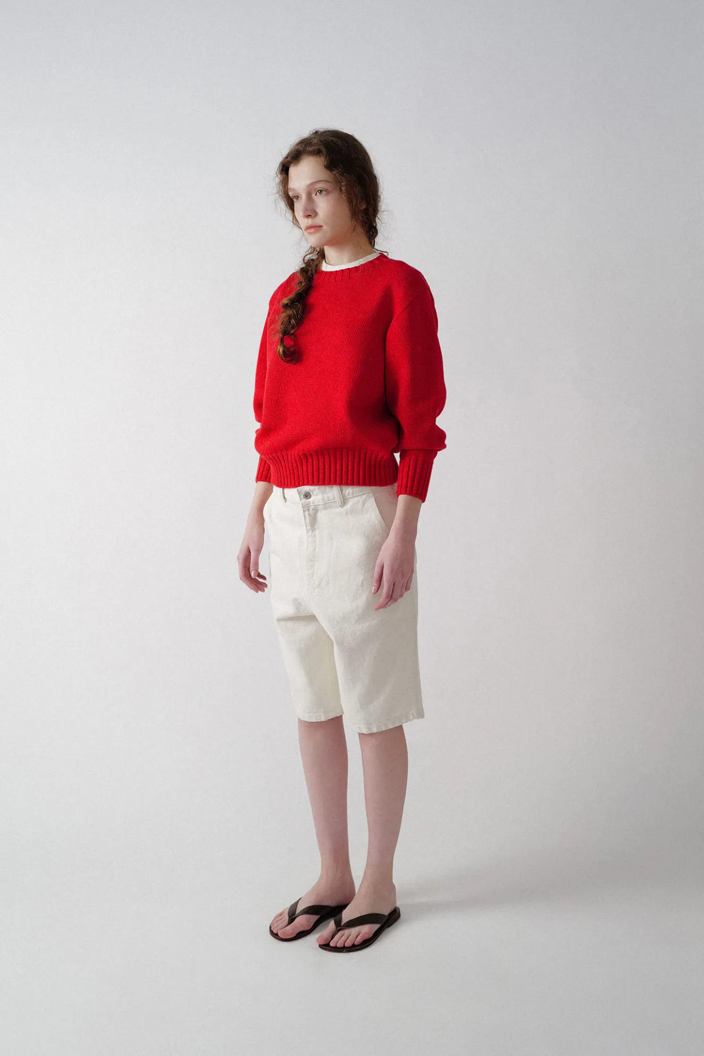 Nothing written Knitwear-Piya cotton wholegarment knit (Red)