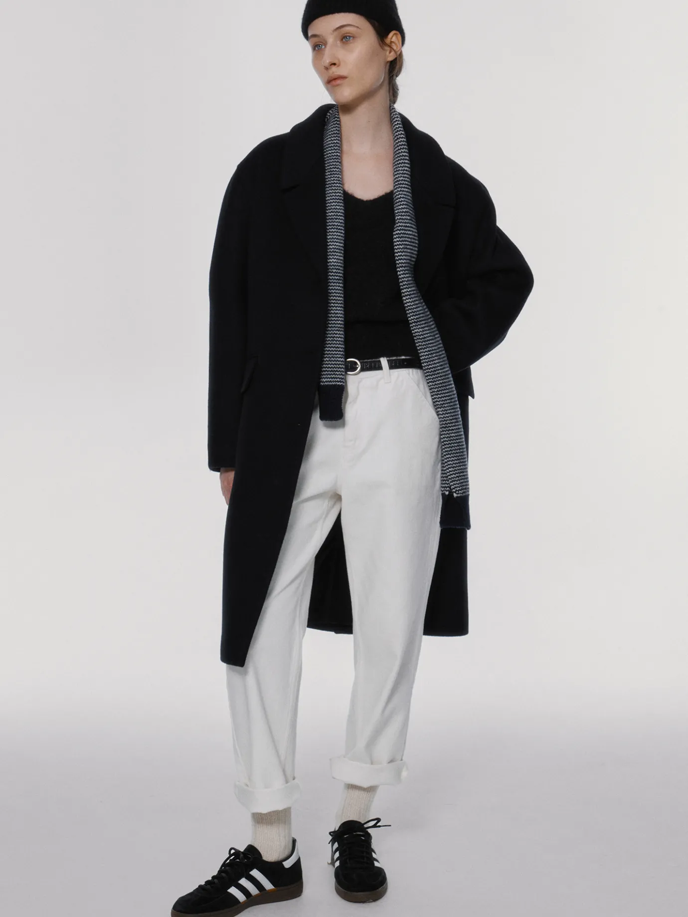 Nothing written Accessories-3RD / Caron stripe knit muffler (Dark navy)