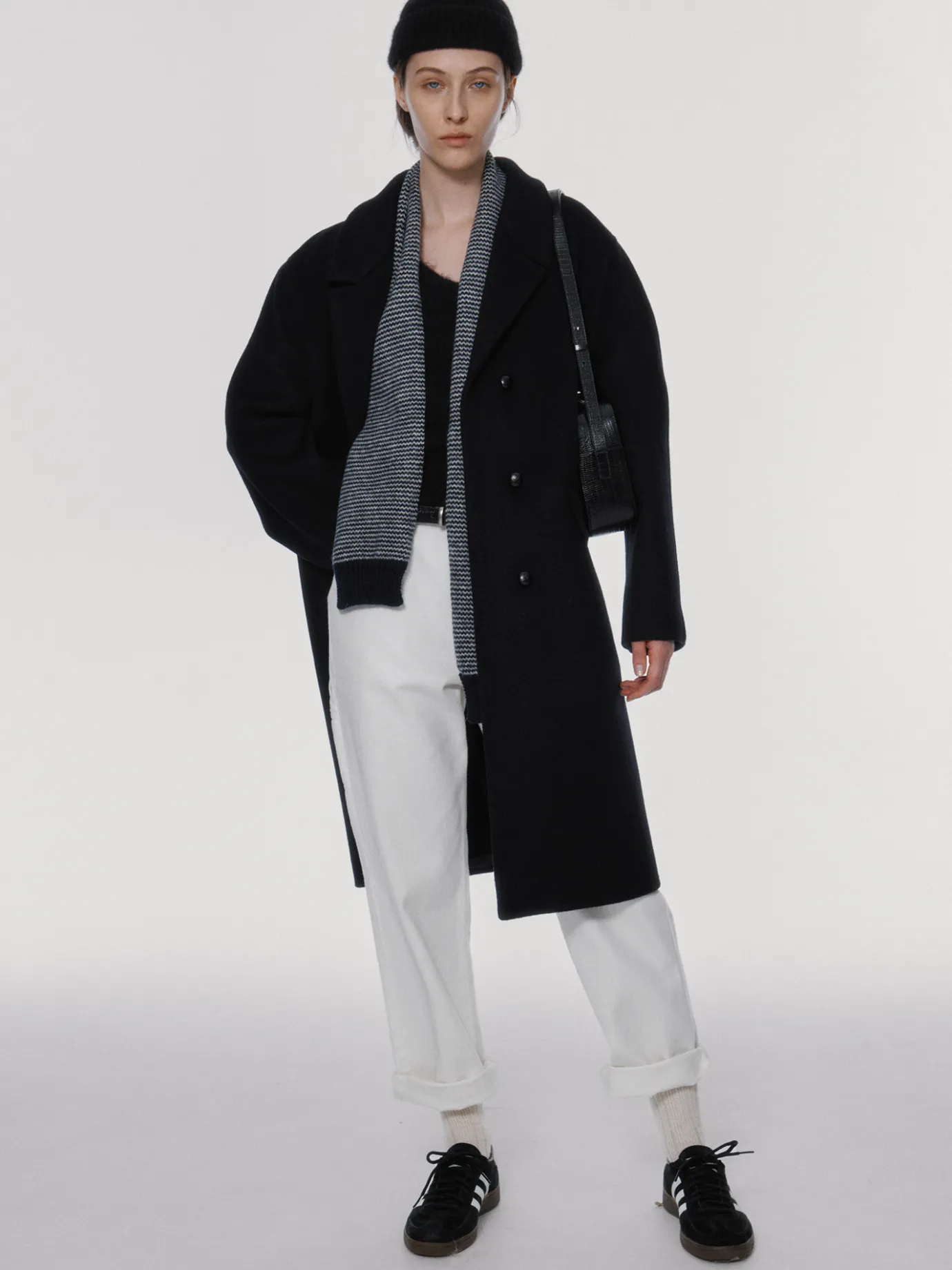 Nothing written Accessories-3RD / Caron stripe knit muffler (Dark navy)