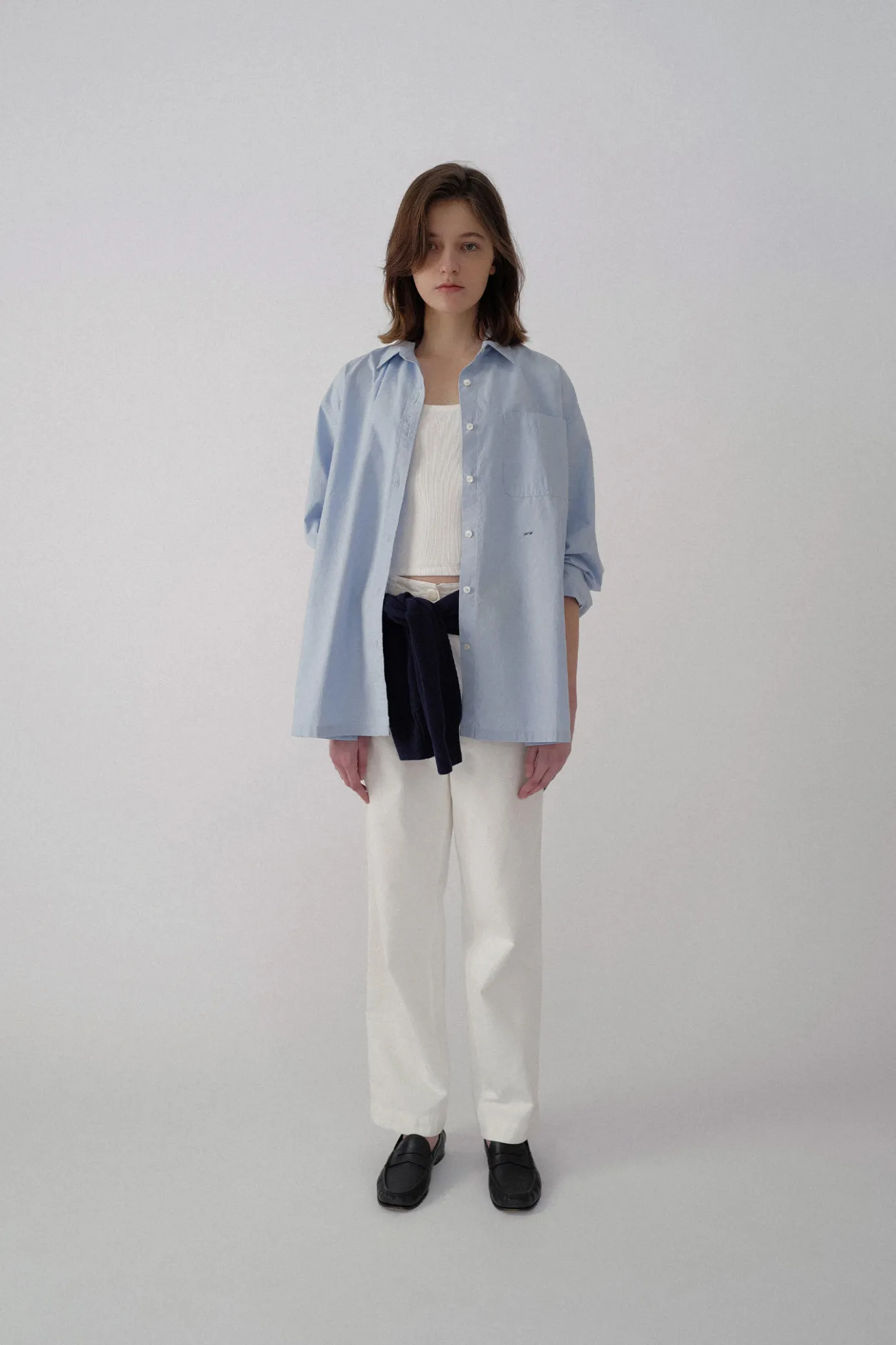 Nothing written Shirt-3RD / Oversized NW logo shirt (Light blue)