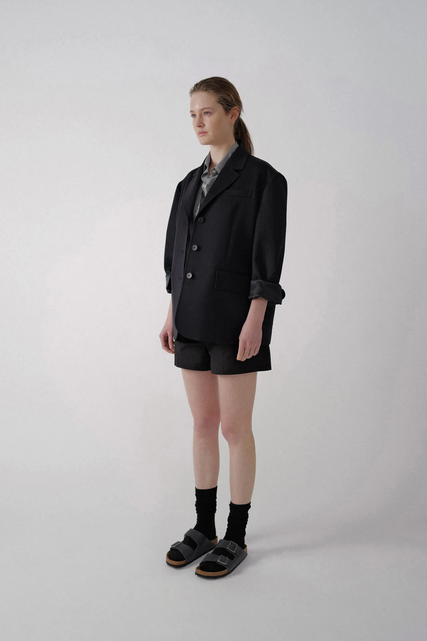 Nothing written Outwears-3RD / Single oversized wool jacket (Dark navy)