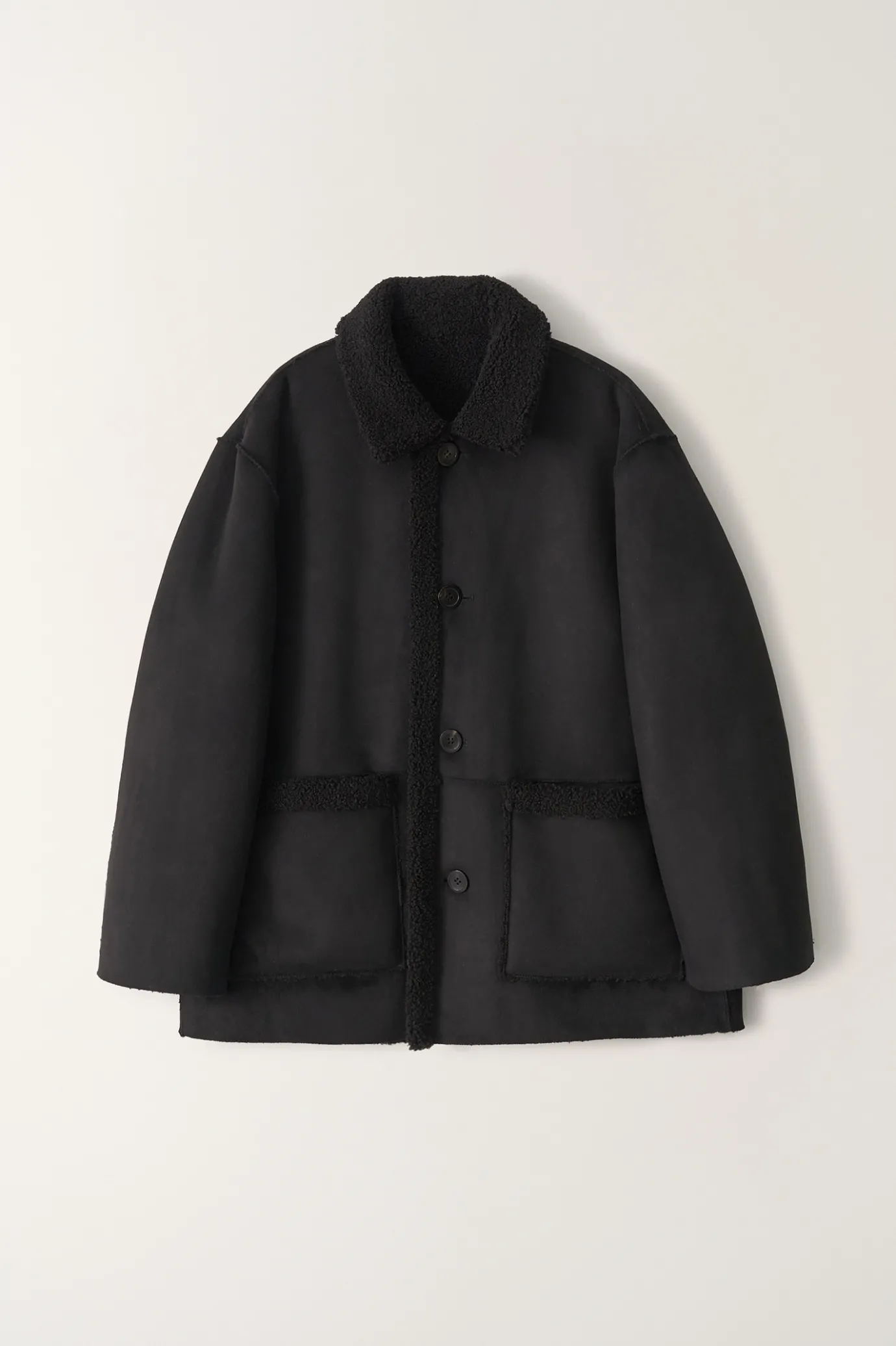 Nothing written Exclusive | Outwears-Shearling reversible car coat (Black)