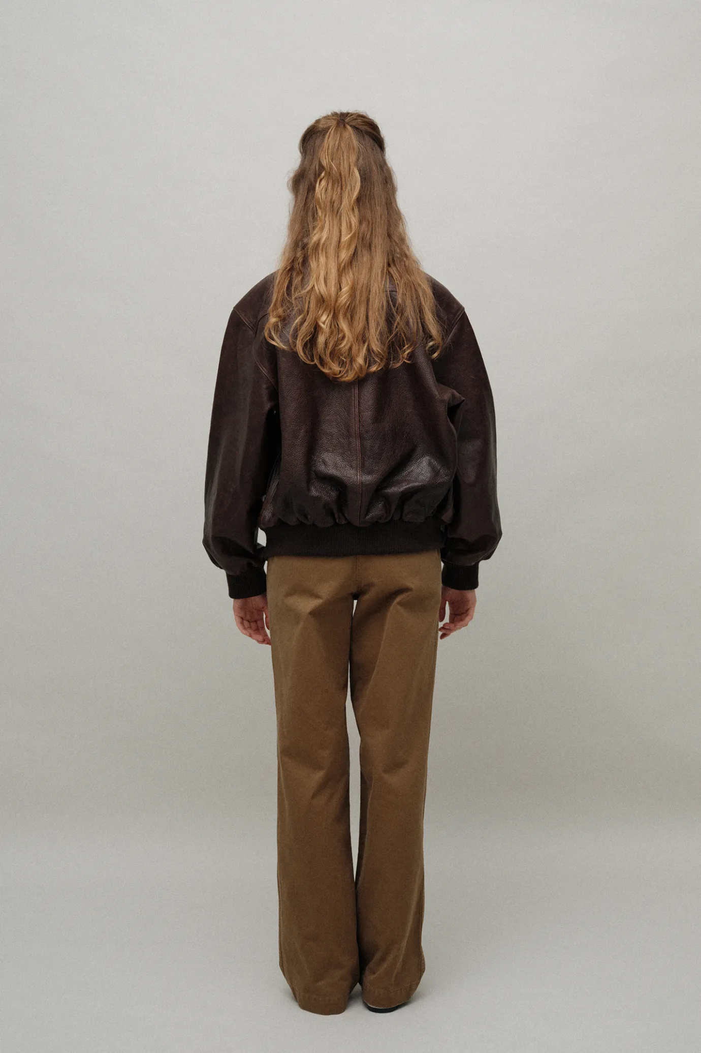 stand_collar_leather_blou_2.webp Nothing written Outwears-Stand collar leather blouson (Vintage brown)