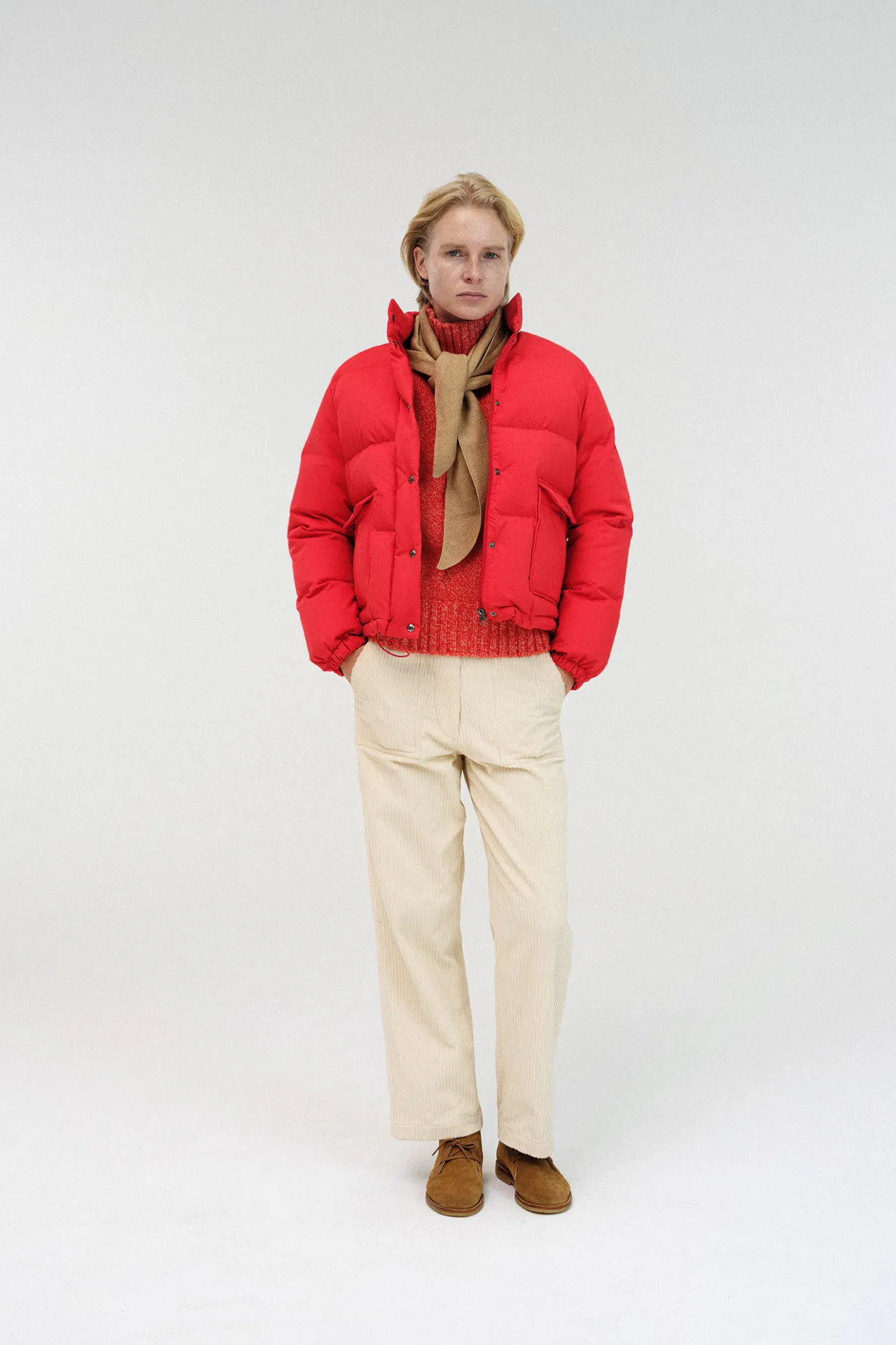Nothing written Outwears-Tella cropped puffer jacket (Red)