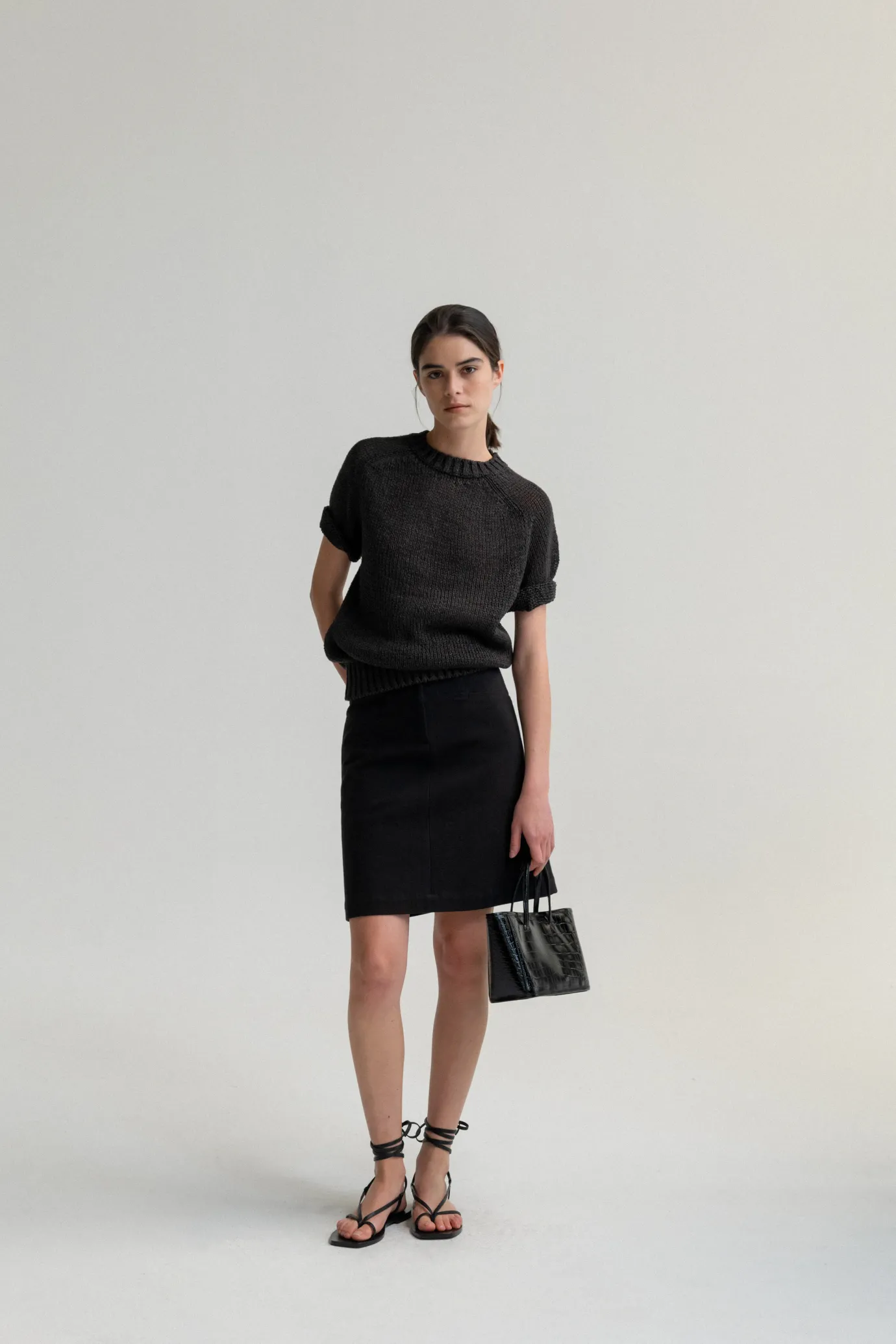 Nothing written Bags-20TH / Ain croco tote bag (Black)