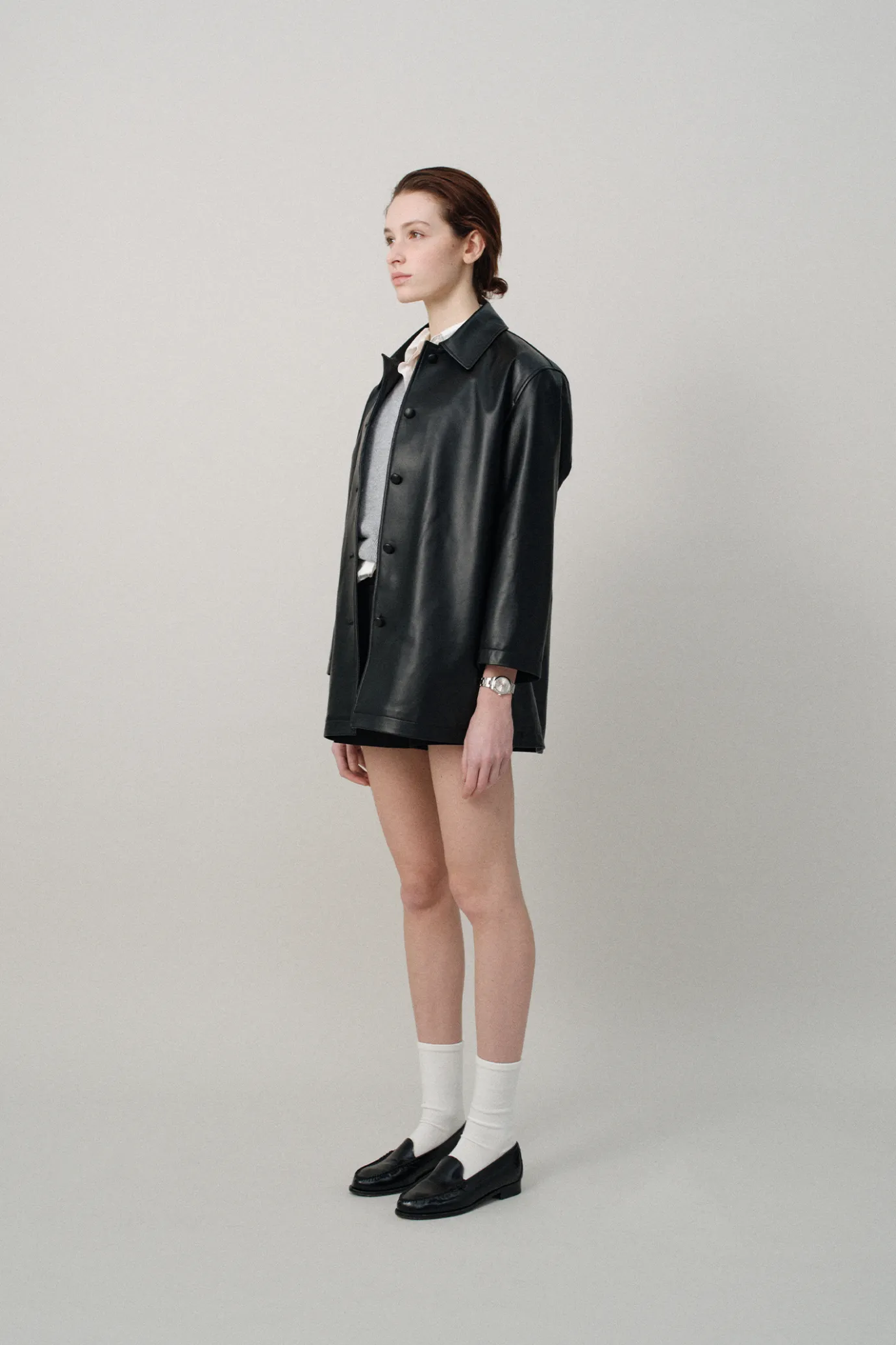 Nothing written Outwears-8TH / Jain leather jacket (Black)