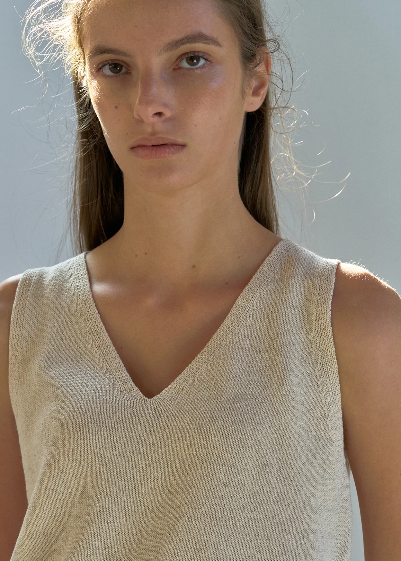 Nothing written Knitwear-5TH / Paper sleeveless top (Oatmeal)