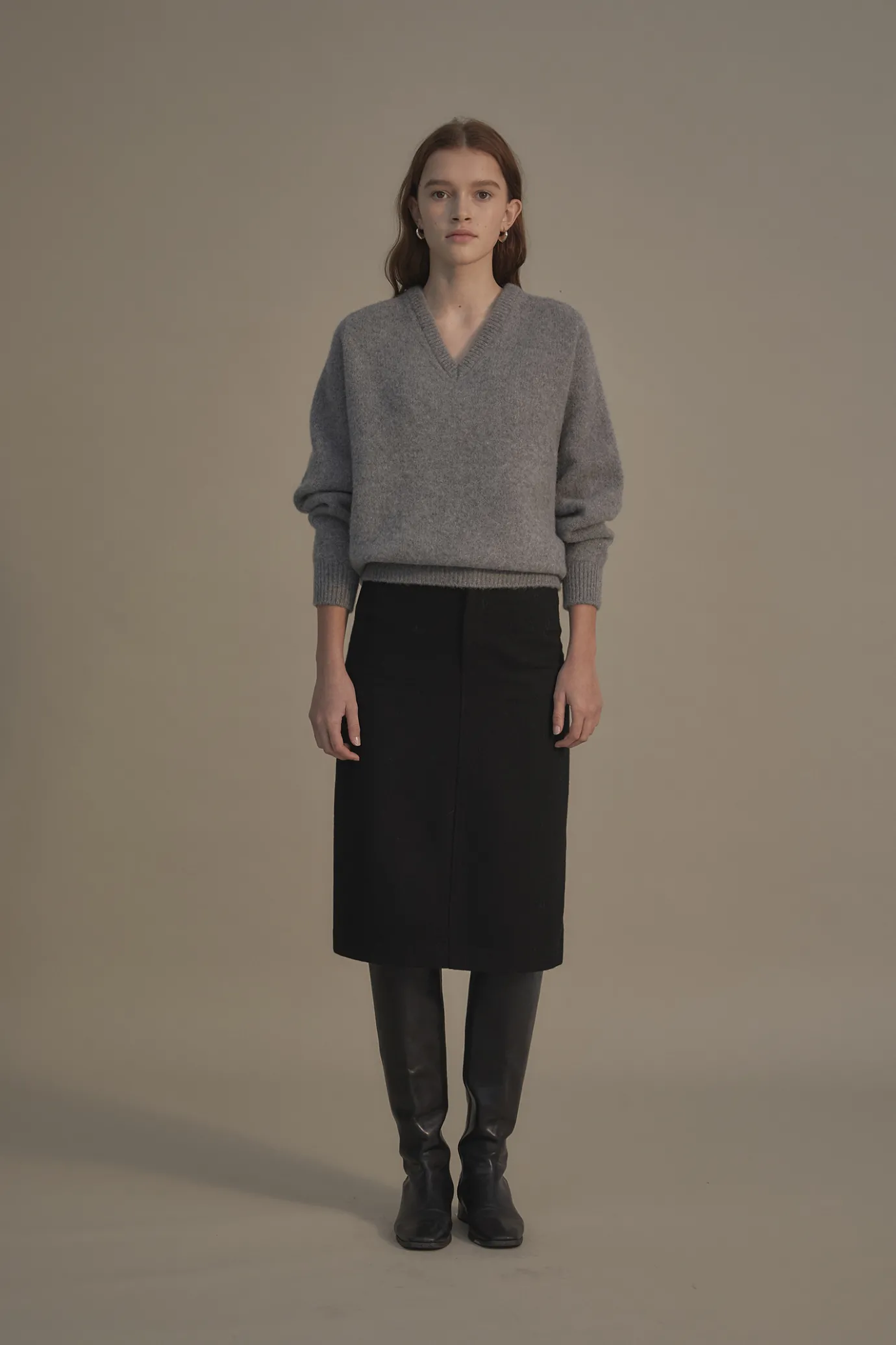 Nothing written Knitwear-14TH / Pound alpaca sweater (Gray)