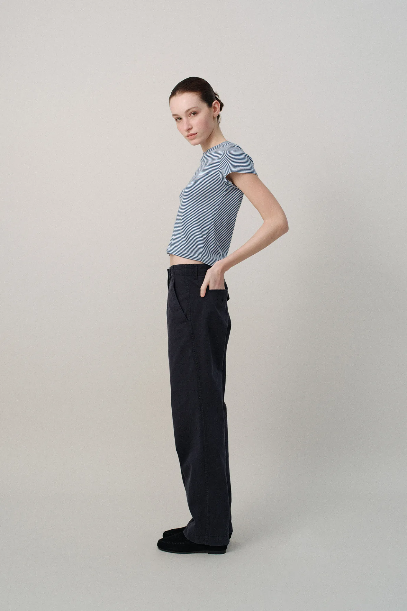 Nothing written T-shirt-8TH / 90's stripe t-shirt (Blue)