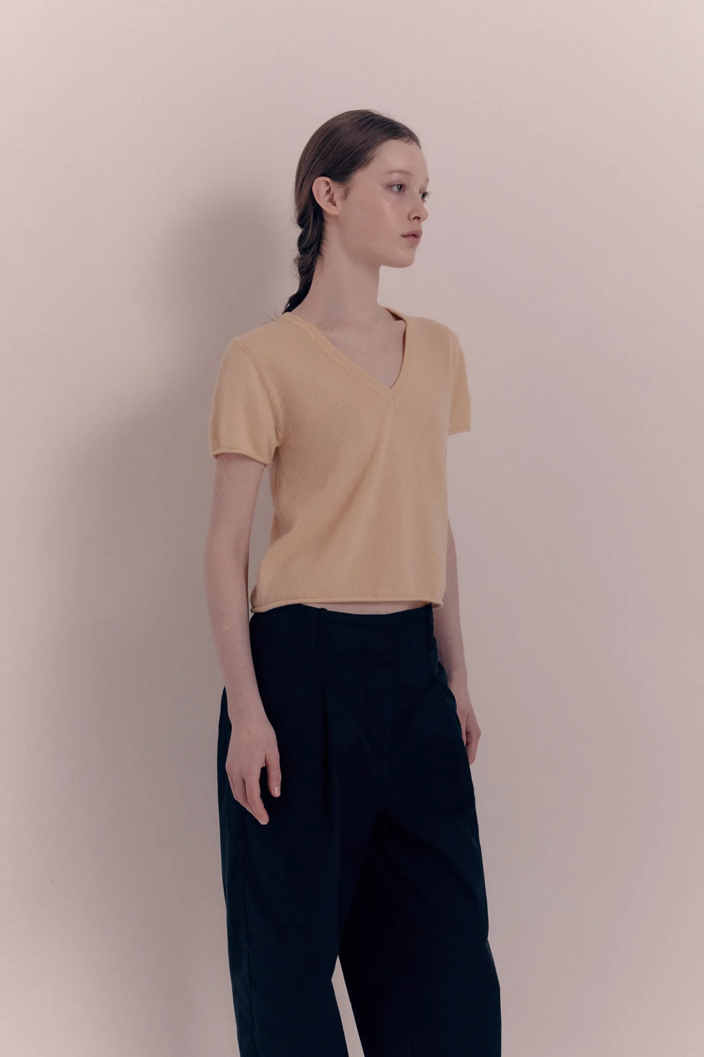 th__sui_vneck_knit_tshirt_2.webp Nothing written Knitwear-4TH / Sui v-neck knit t-shirt (Yellow)