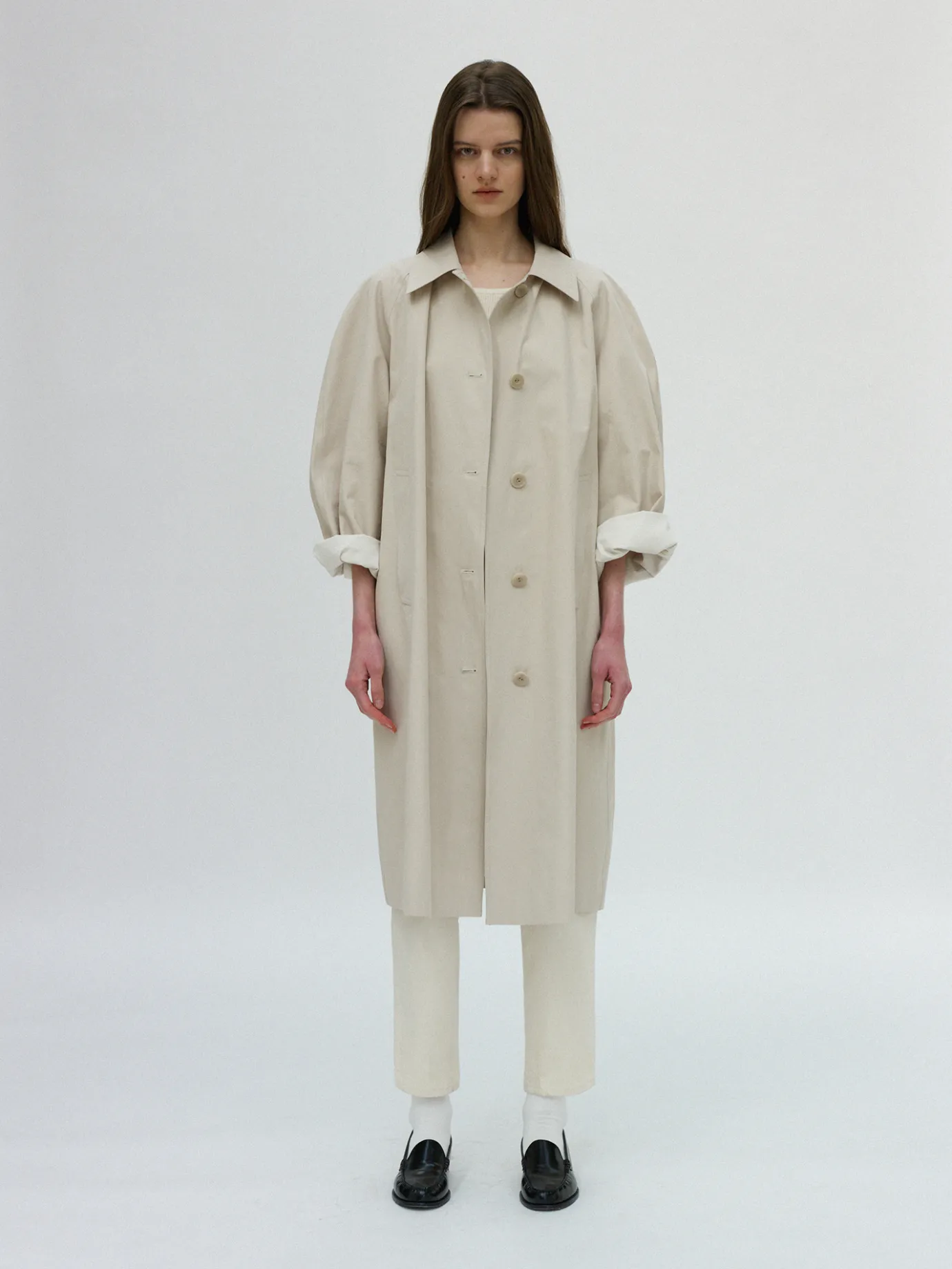 Nothing written Outwears-15TH / Volume balmacaan trench (Beige)
