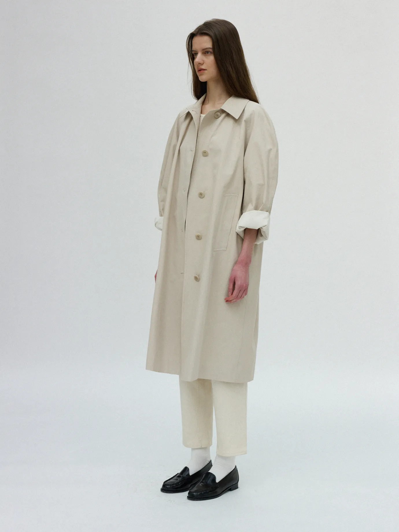 Nothing written Outwears-15TH / Volume balmacaan trench (Beige)