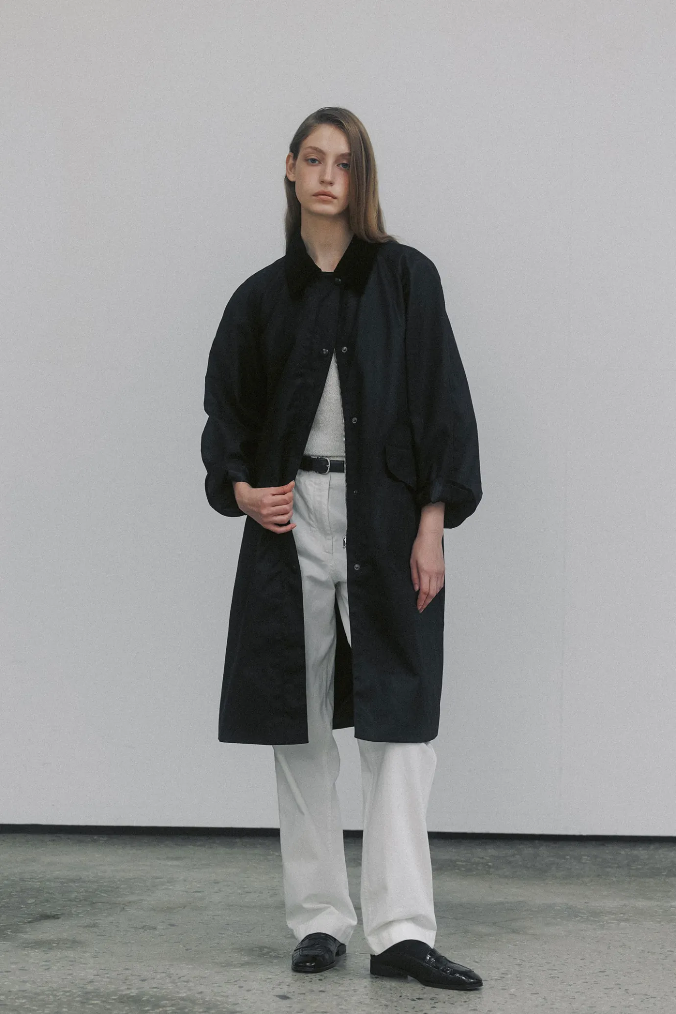 Nothing written Outwears-Waxed cotton hooded trench (Black)